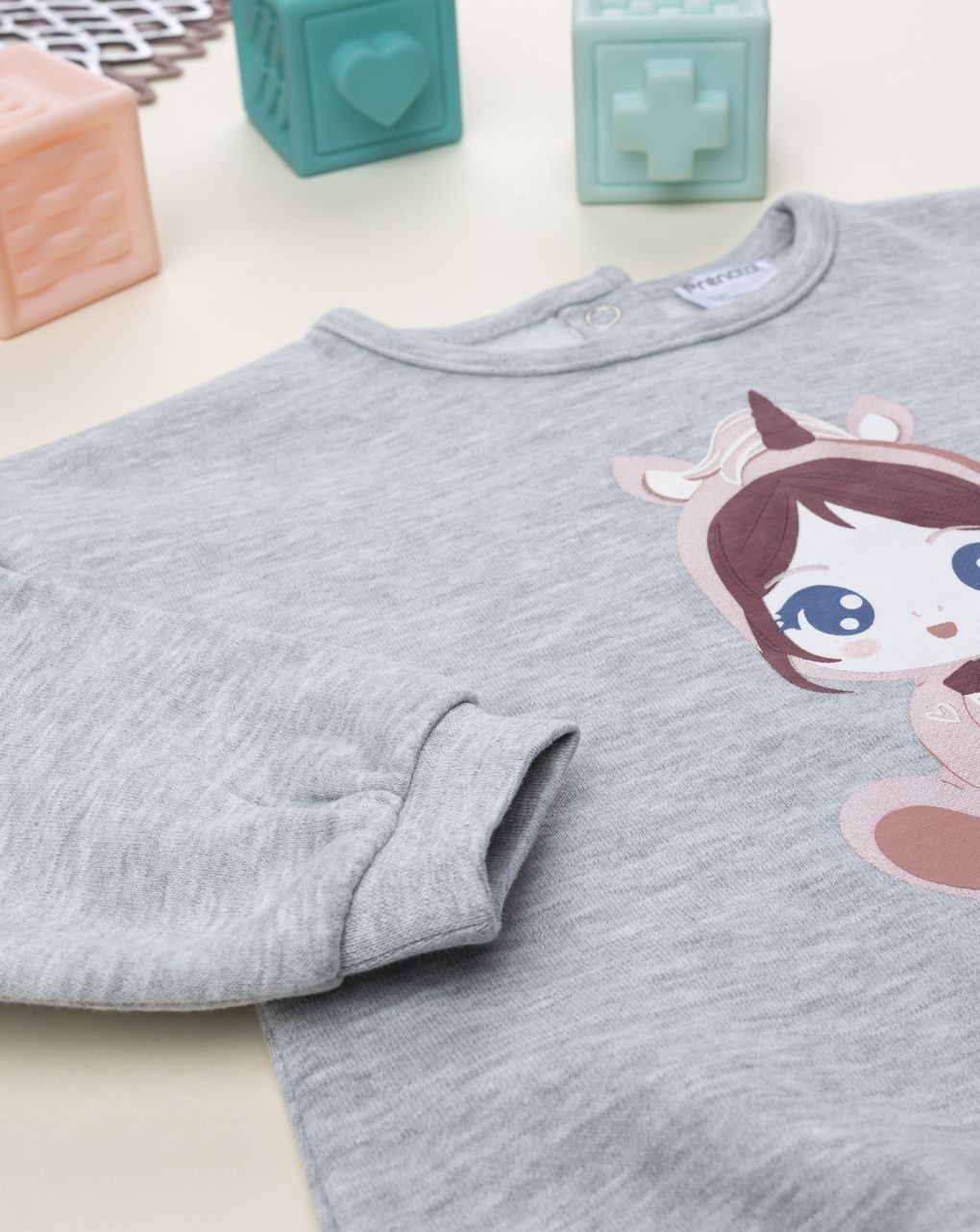 Felpa bimba grigia stampa