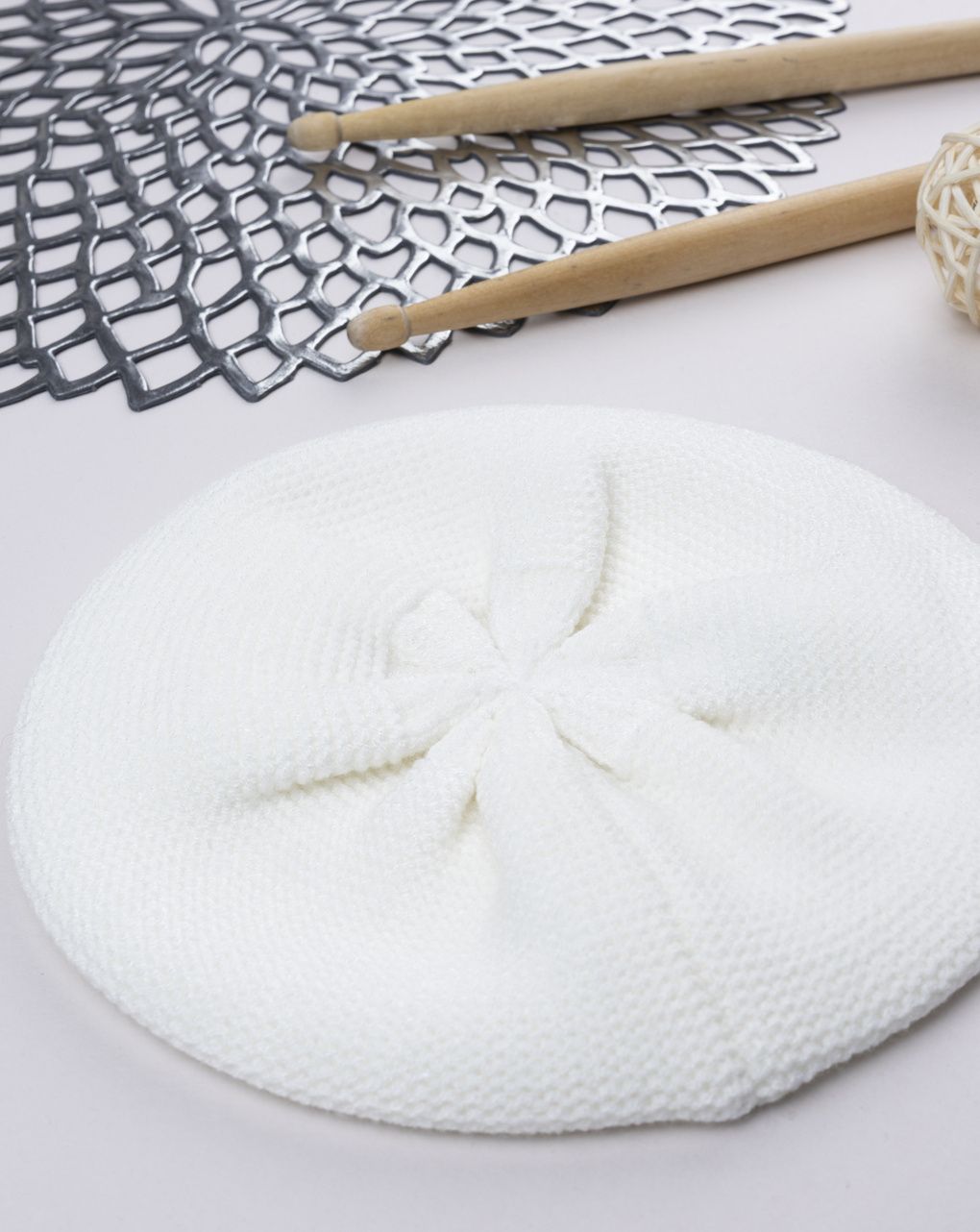 Cappello bianco bimba tricot
