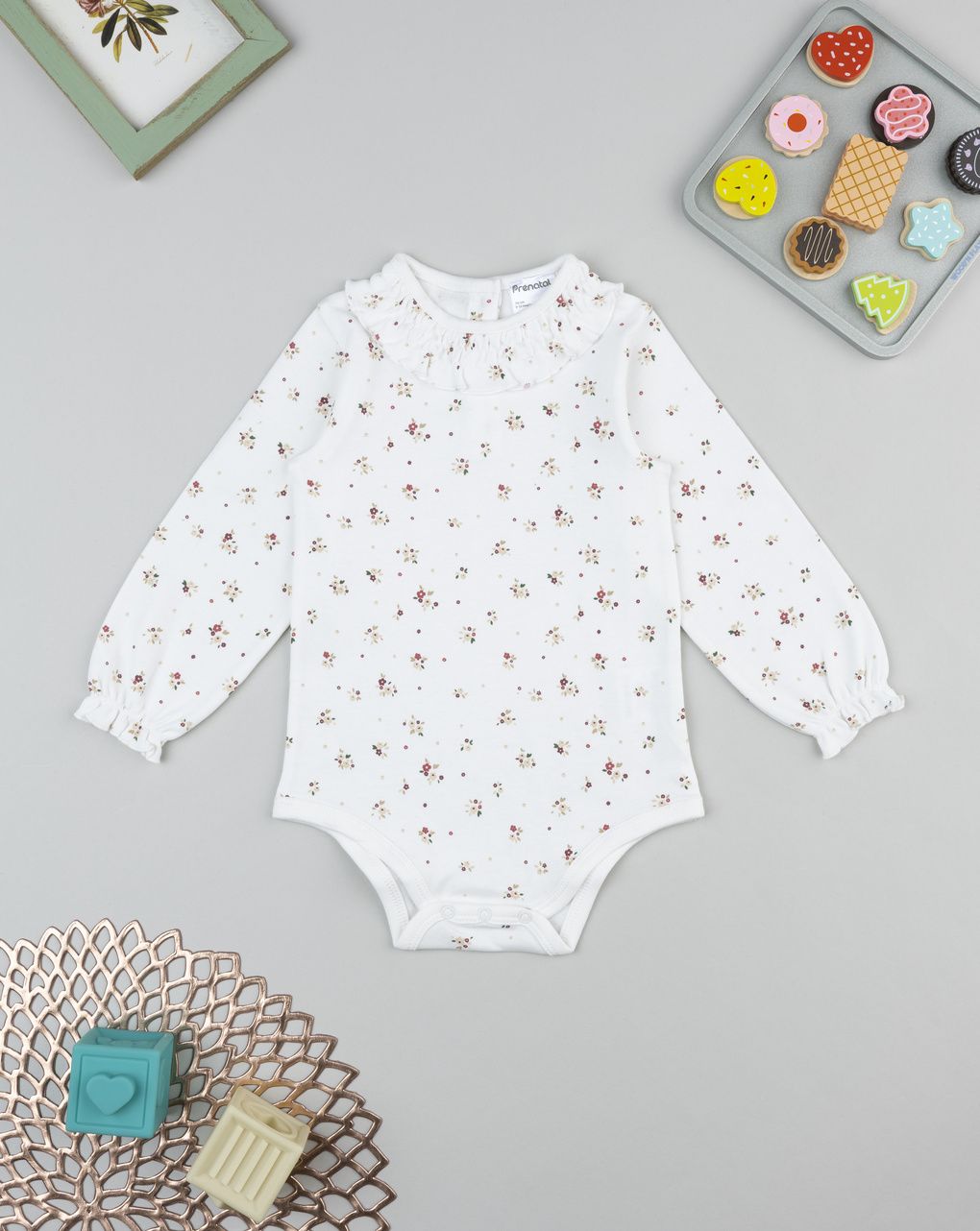 Body bimba bianco fiorellini