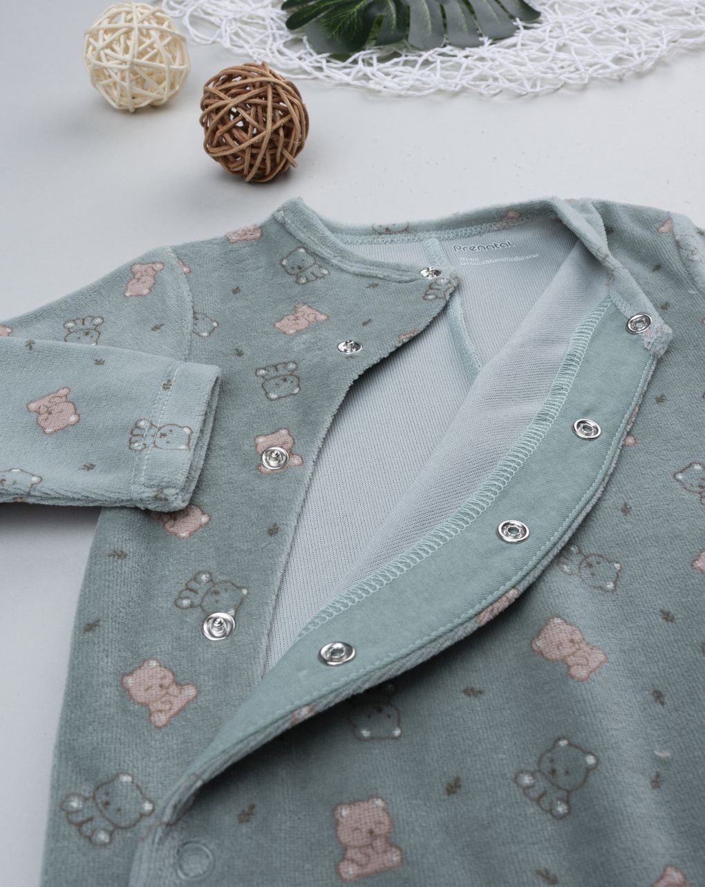 Tutina neonato verde orsetti allover