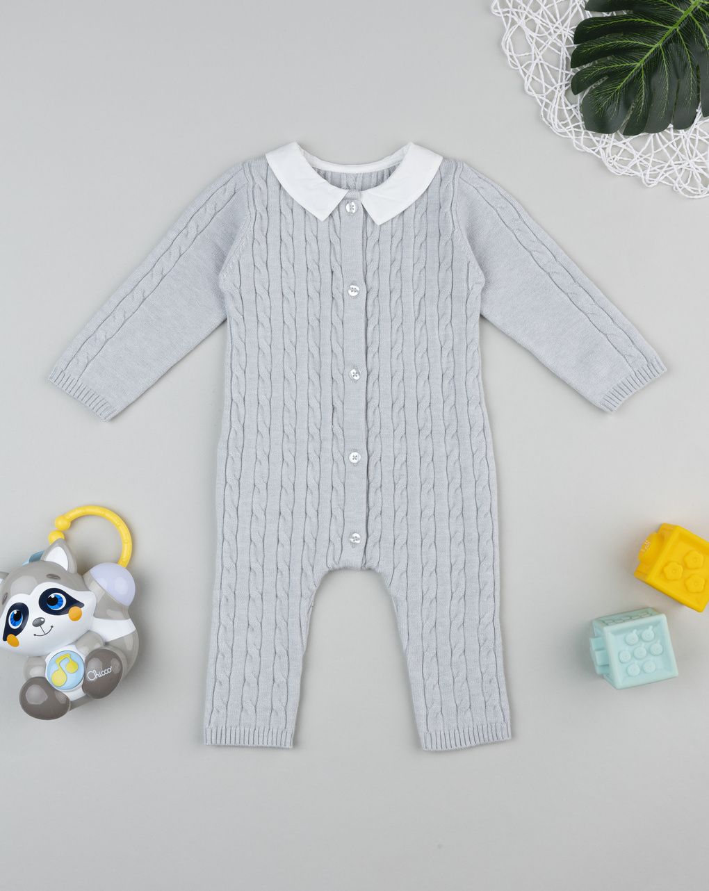 Tutina tricot neonato grigia