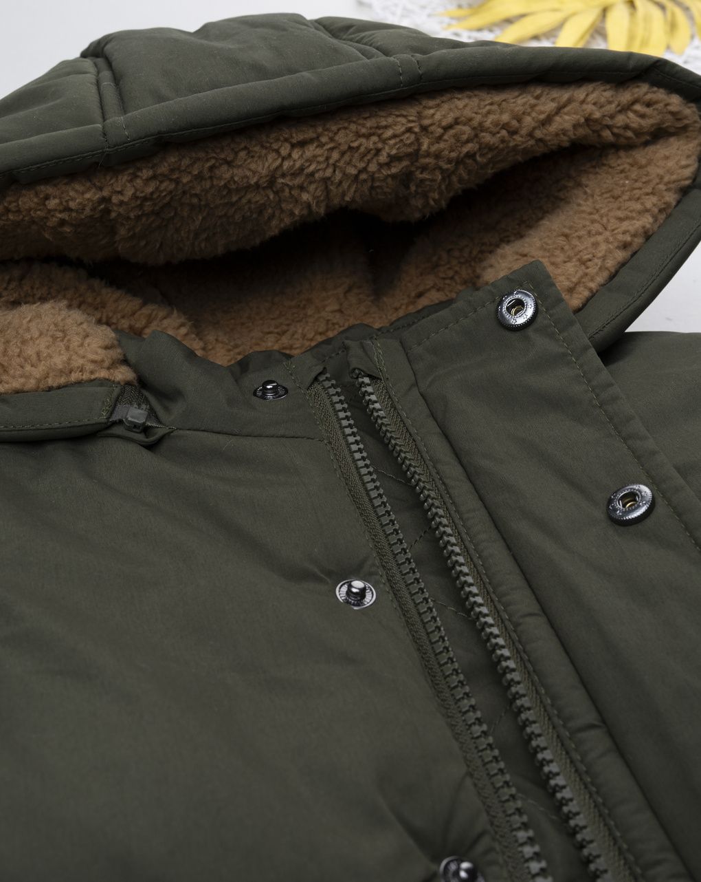 Piumino bimbo verde finto pelo