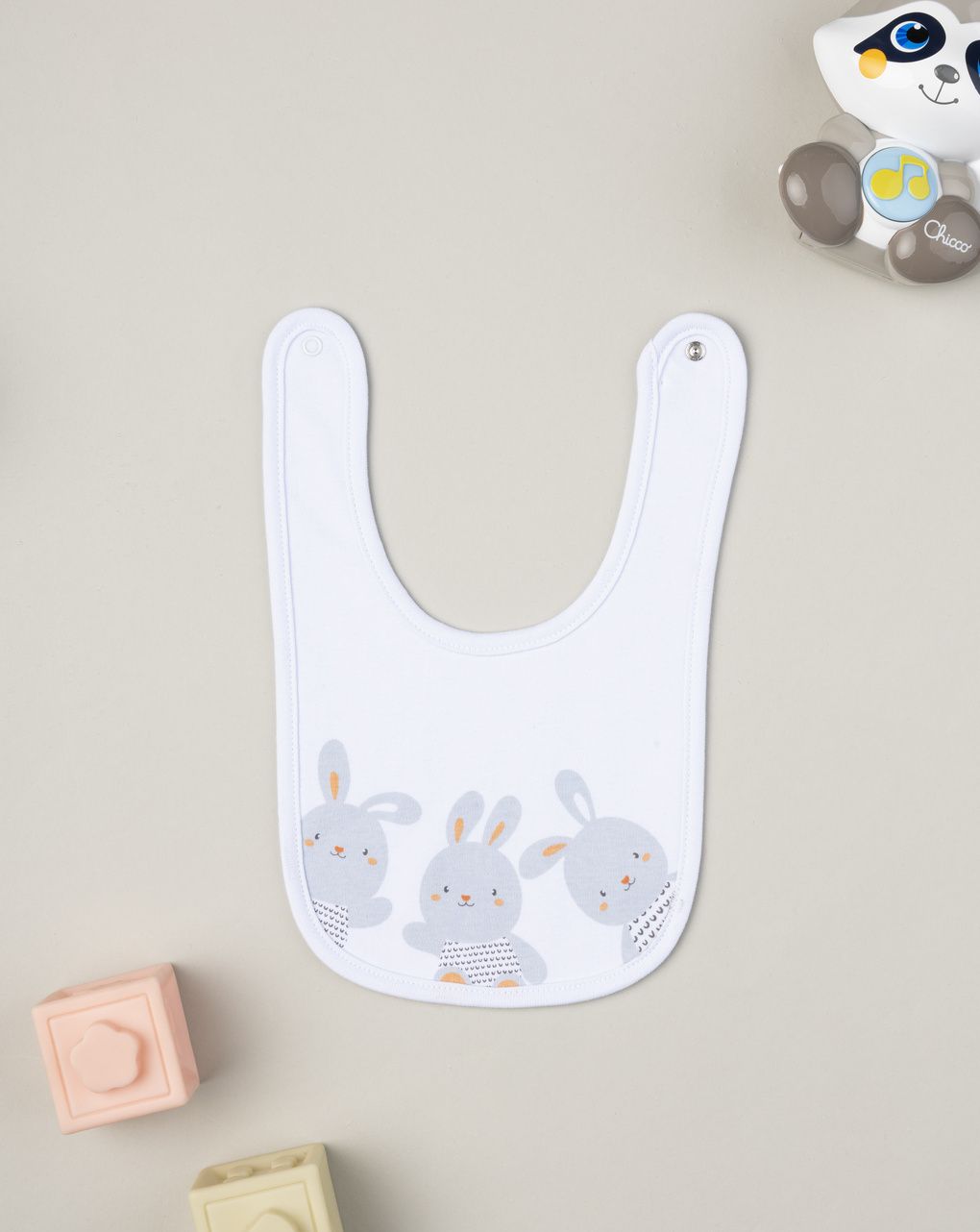 Bavaglino unisex bianco coniglietti