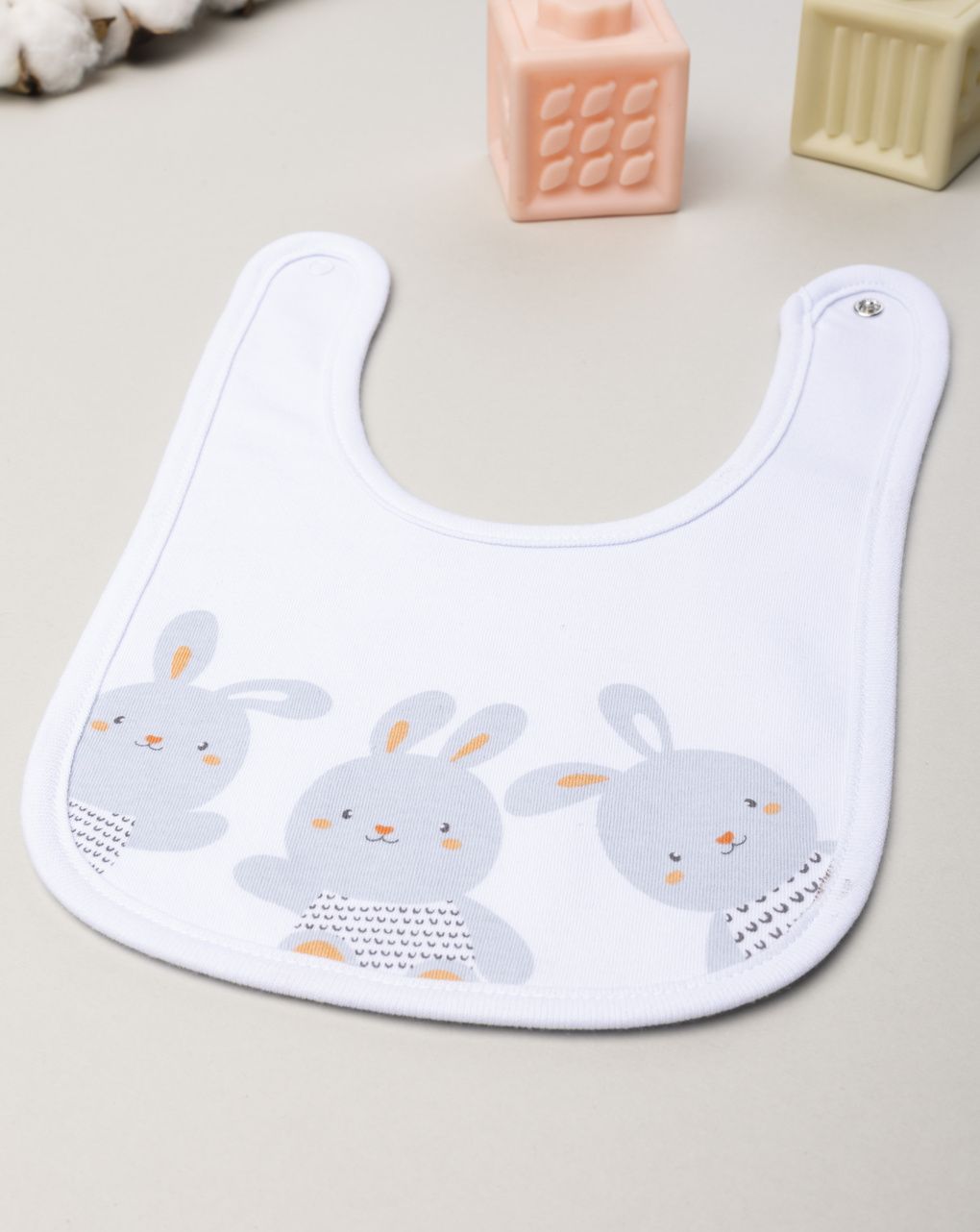 Bavaglino unisex bianco coniglietti