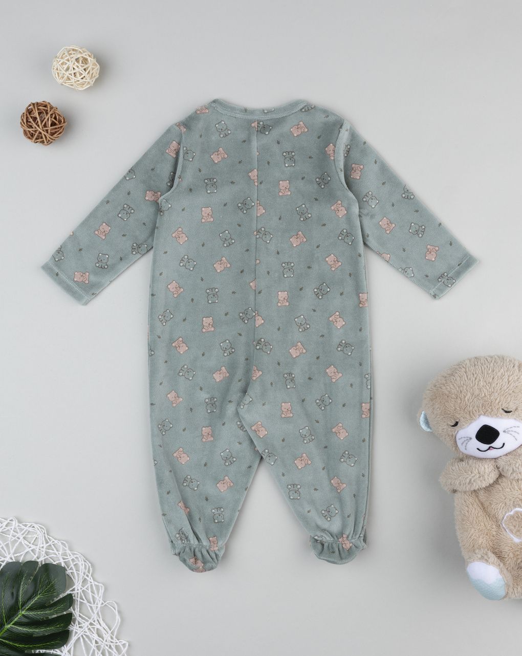 Tutina neonato verde orsetti allover
