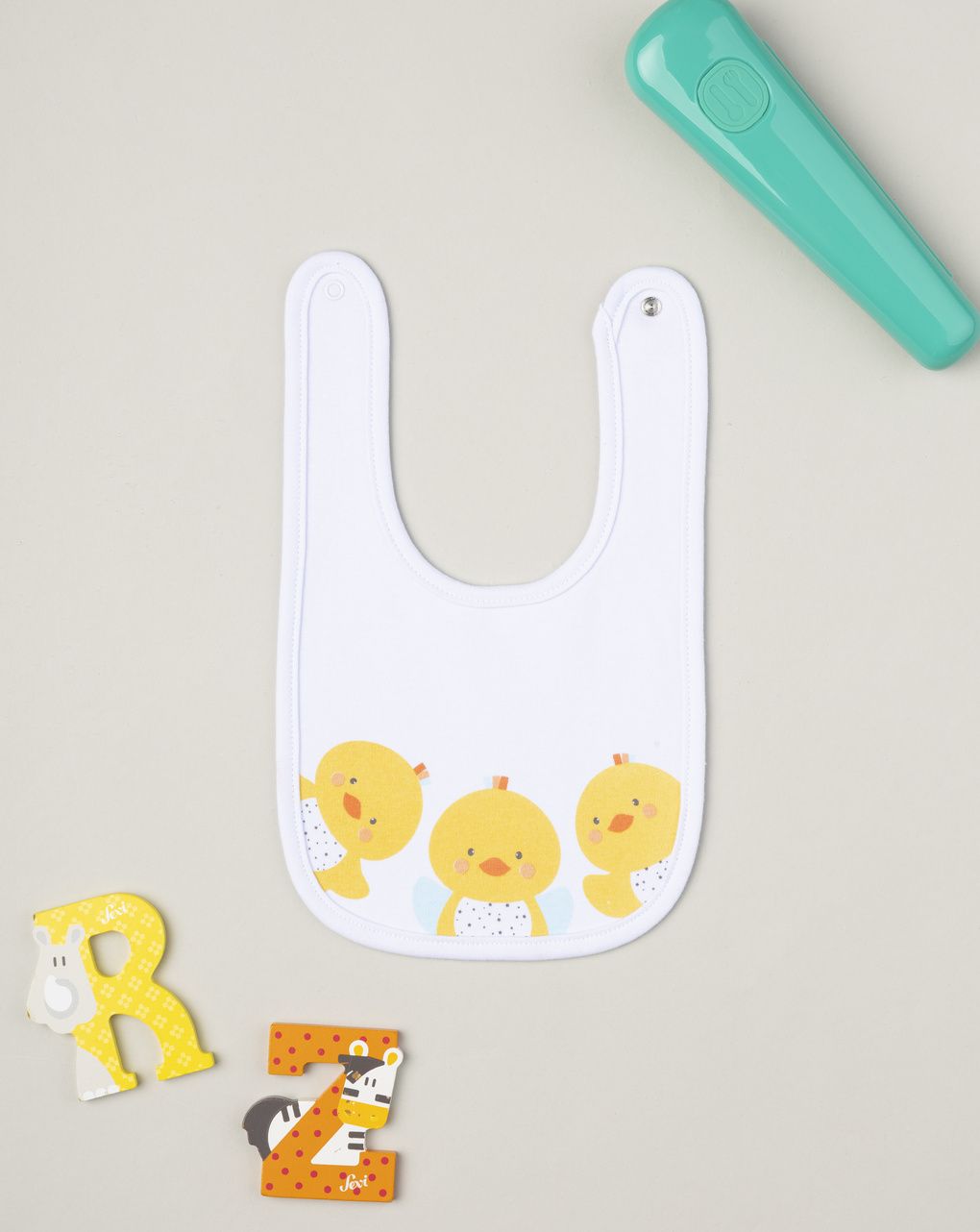 Bavaglino unisex bianco paperelle