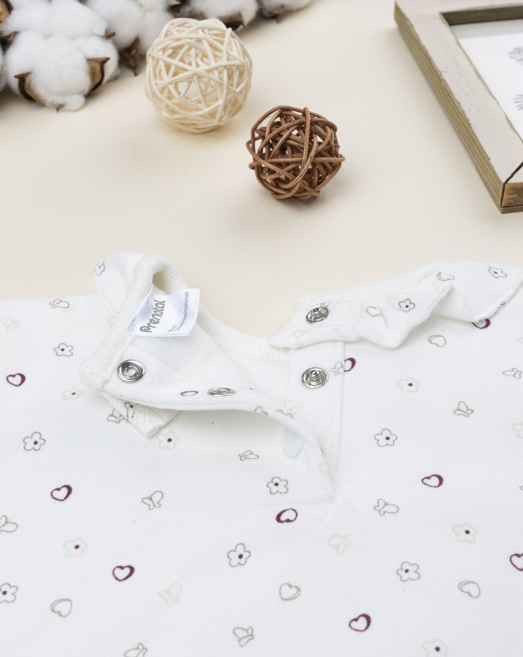 Maglia bimba bianca cuori e rouche