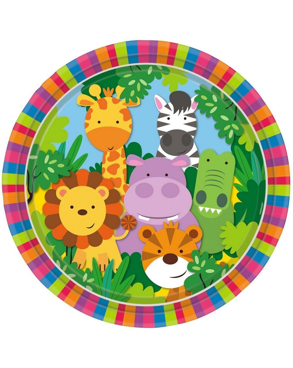 Piatto carta 23 cm - 8 pezzi - animali della giungla