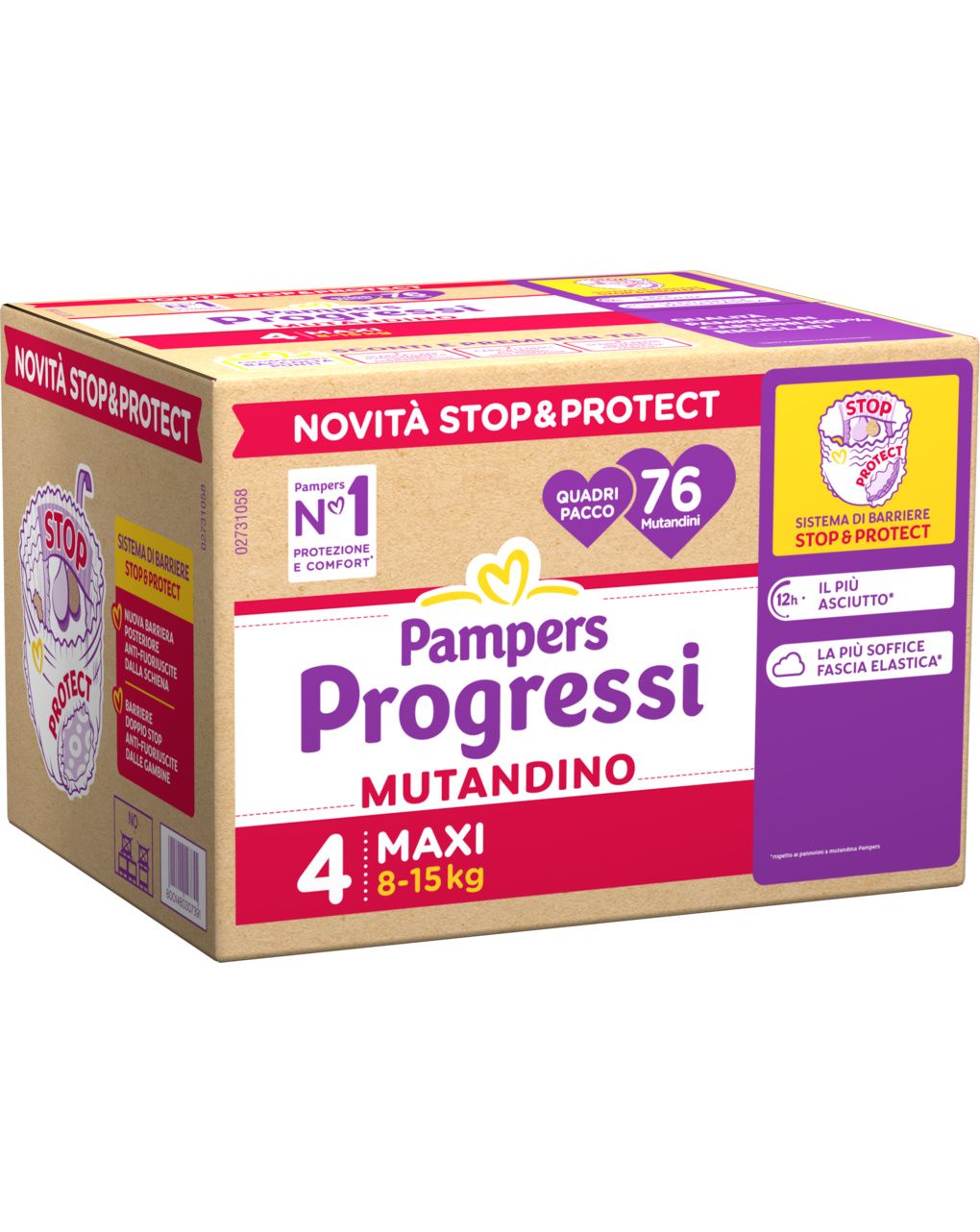 Progressi mutandino taglia 4 maxi quadri pacco x76 - pampers