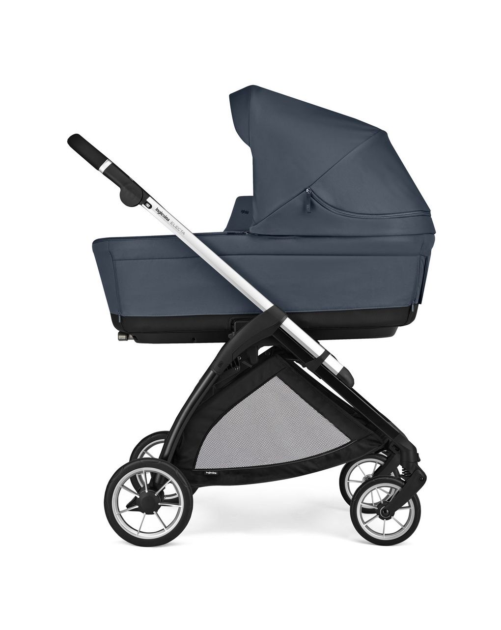 Electa system quattro colore hudson blue con telaio silver black e seggiolino darwin infant recline - inglesina
