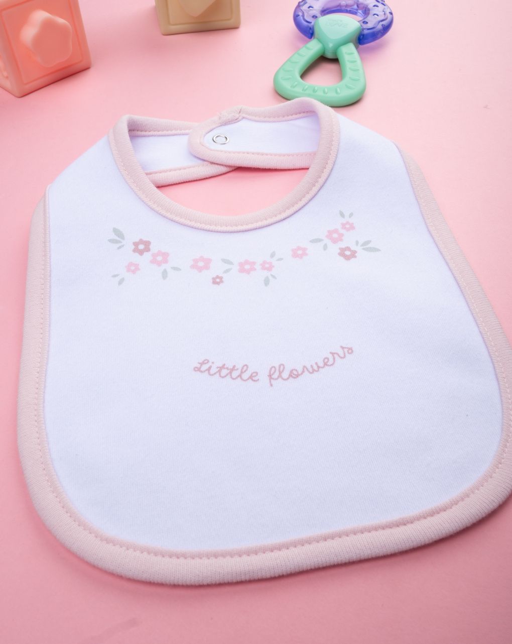Bavaglino bimba rosa fiori