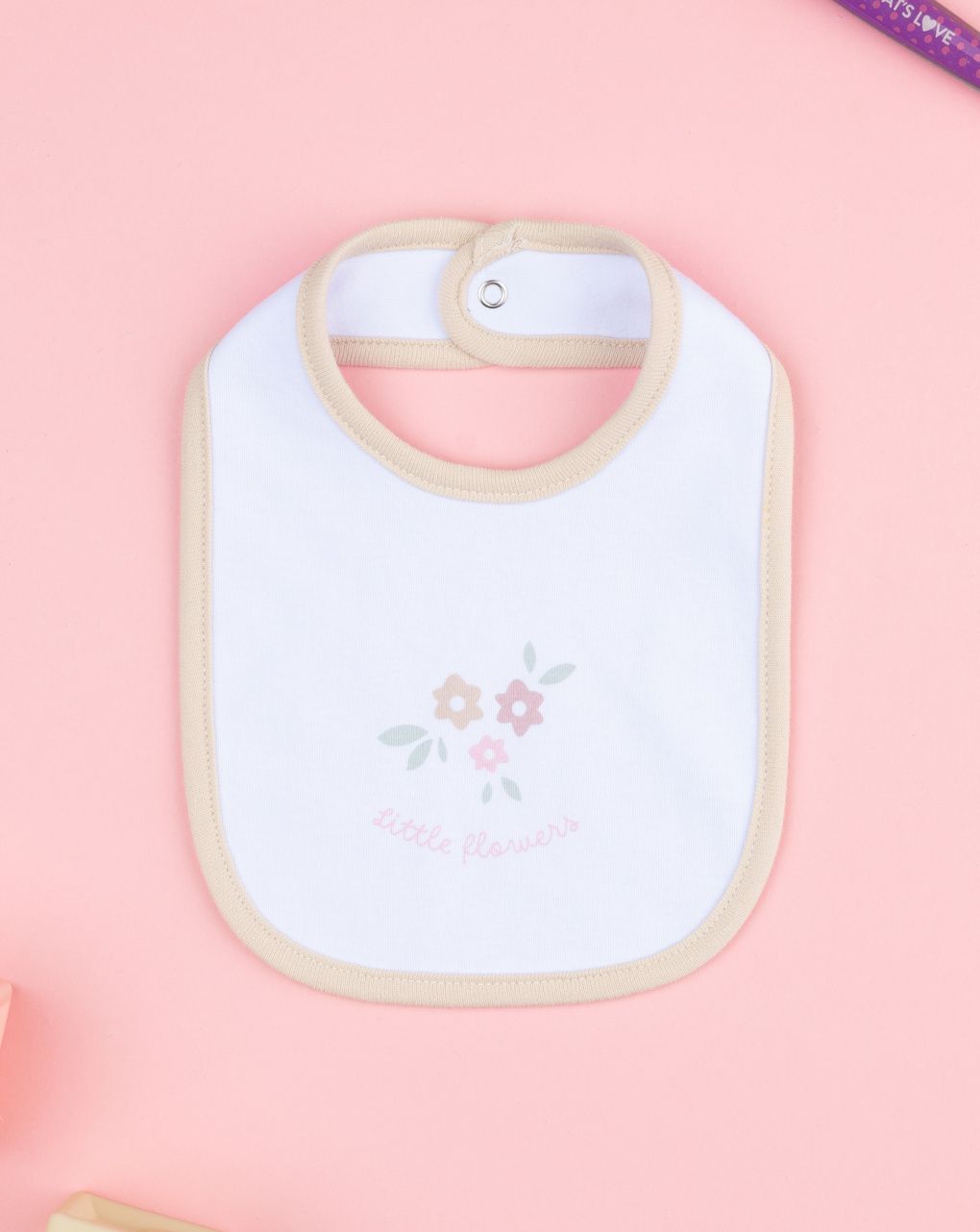 Bavaglino bimbo biege fiori