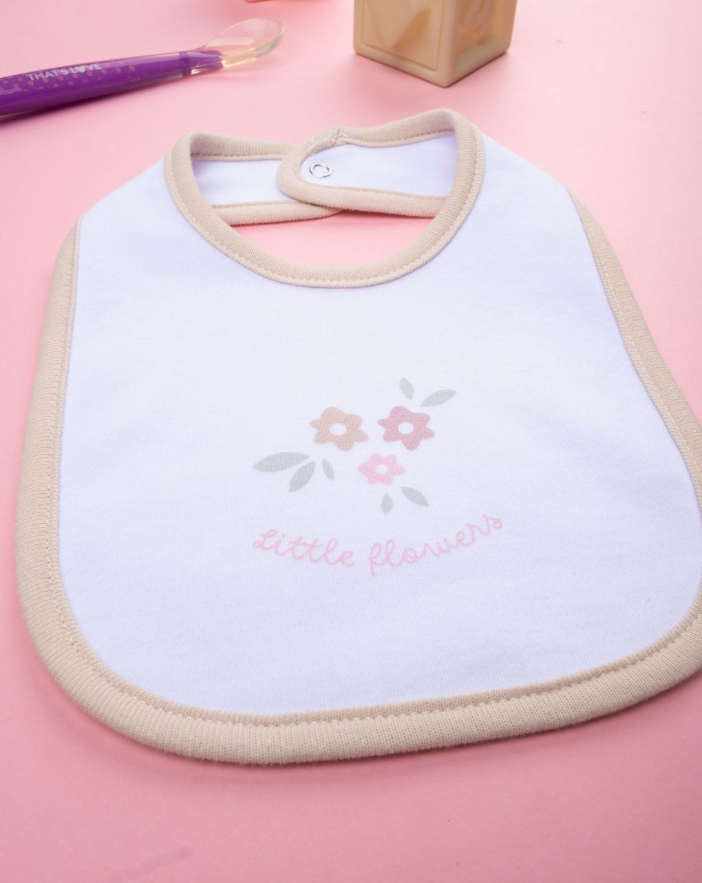 Bavaglino bimbo biege fiori