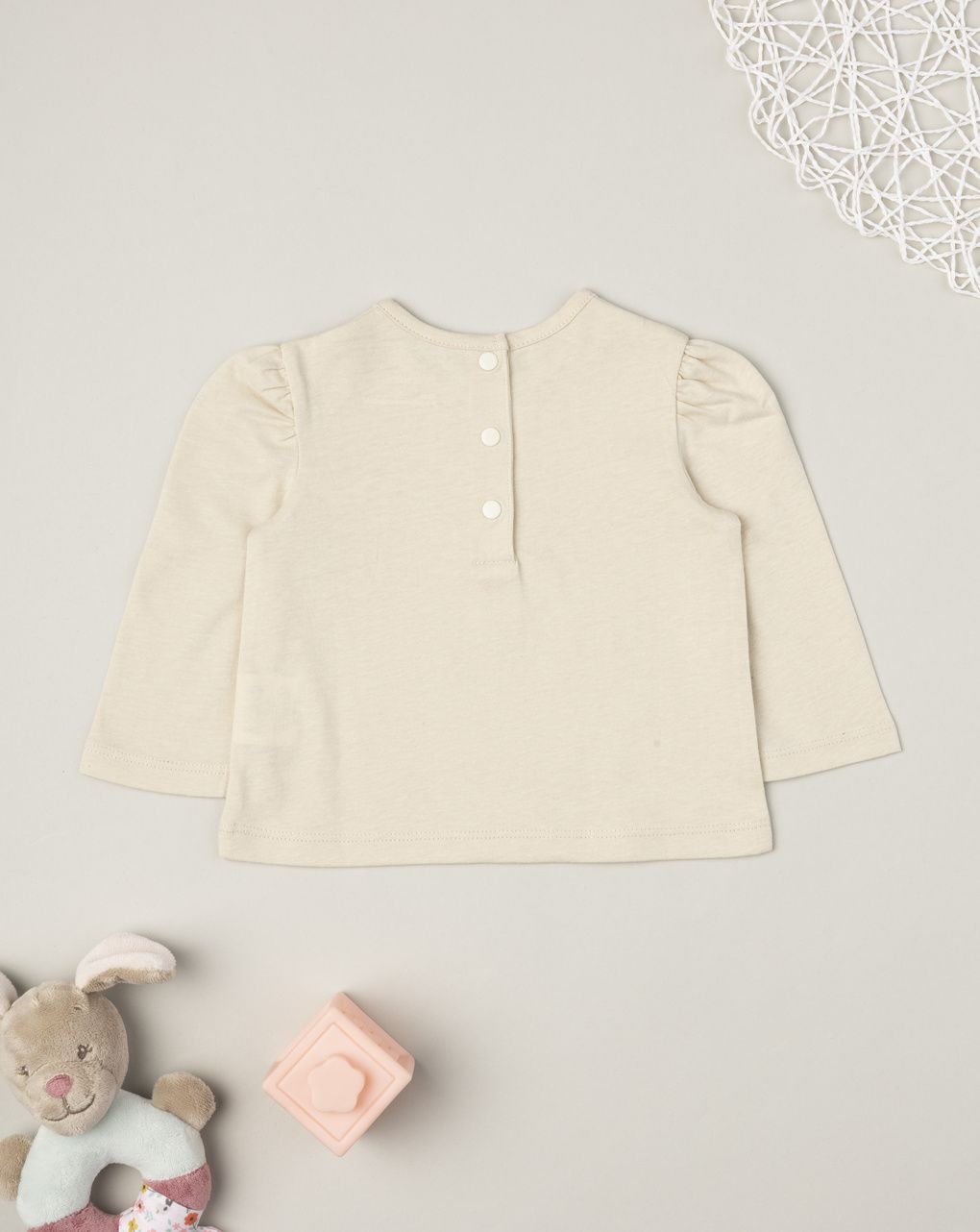 T-shirt bimba beige stampata