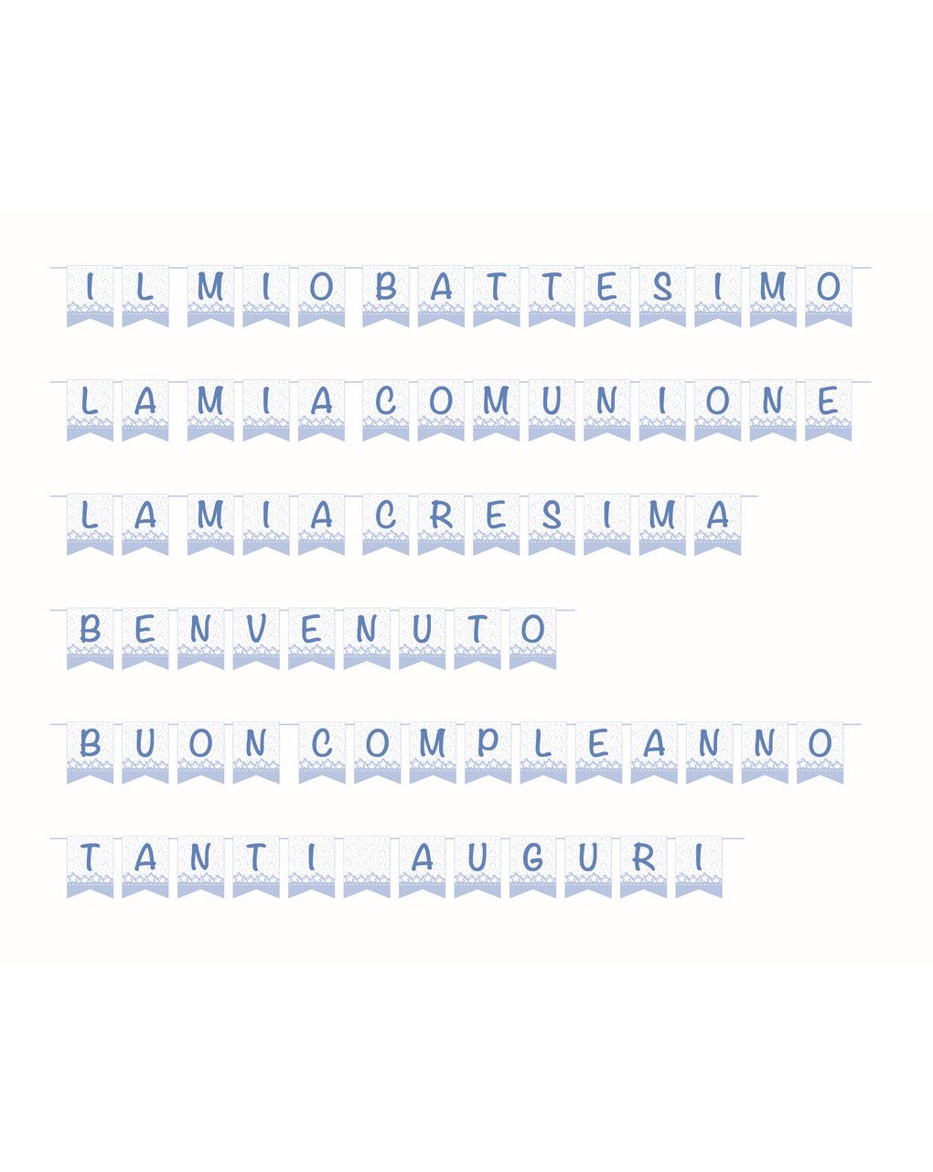 Festone 33 bandiere carta 15x20 cm - baby azzurro