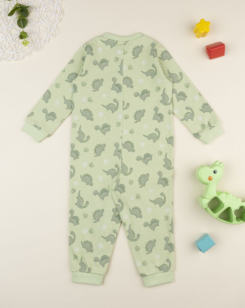 Pigiamone bimbo verde stampa dinosauri