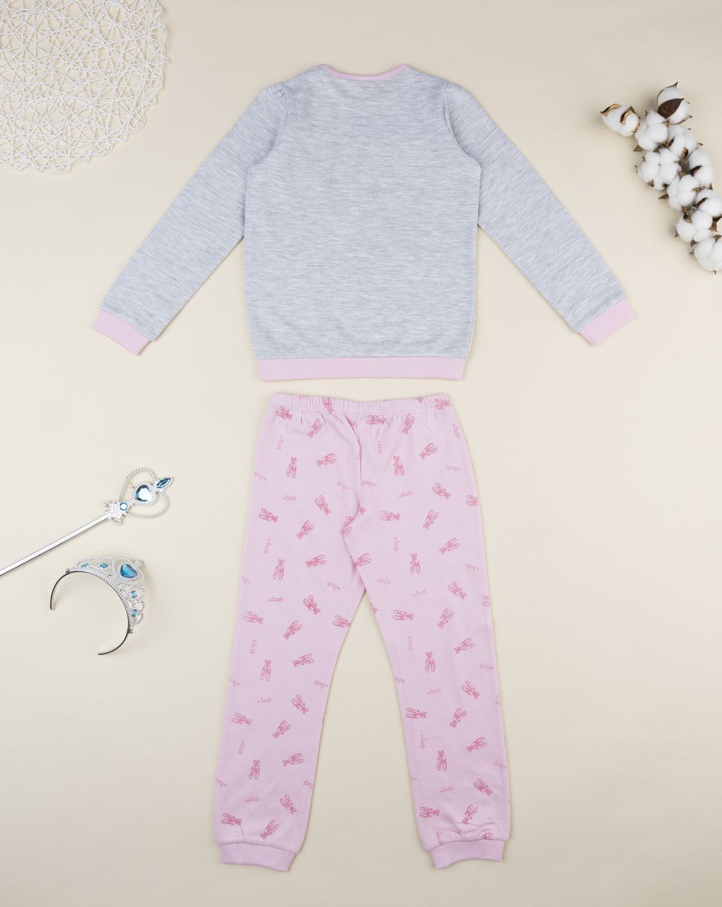 Pigiama bimba ballerina grigio/rosa