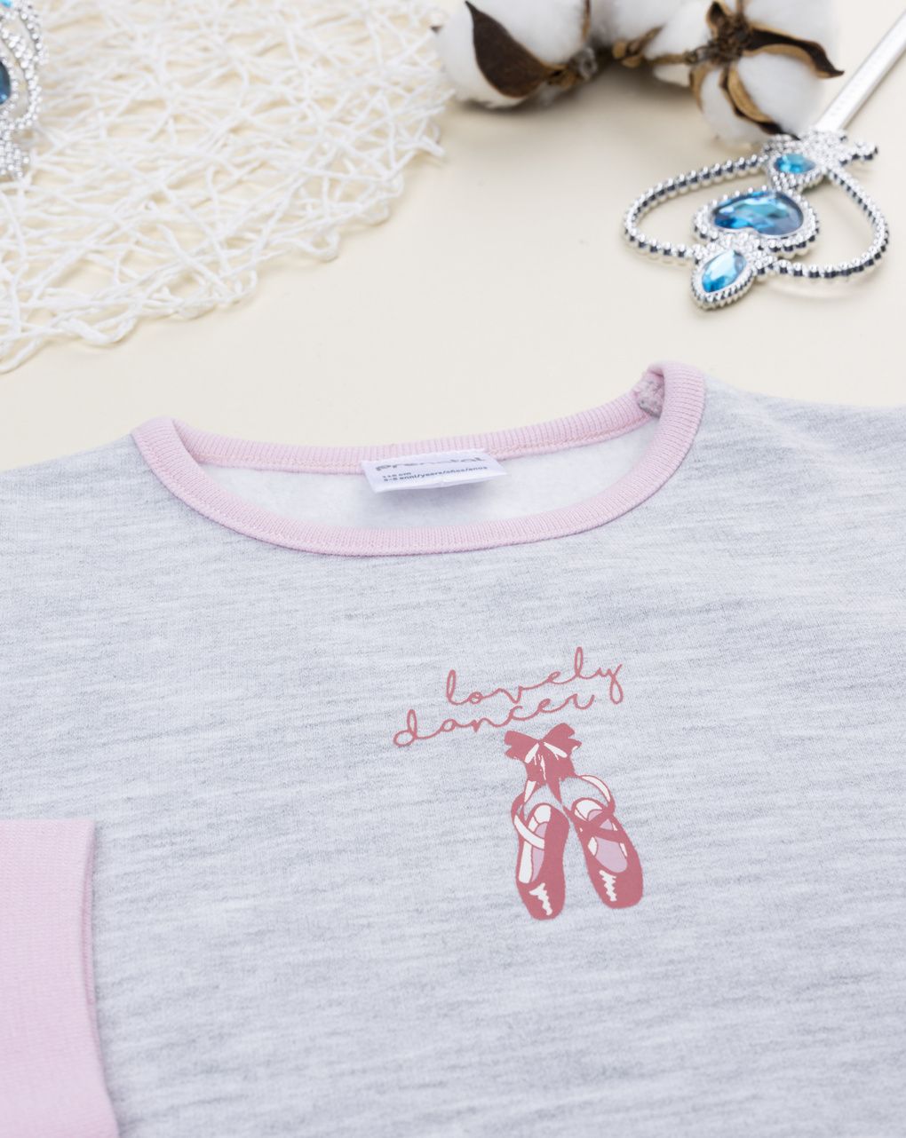 Pigiama bimba ballerina grigio/rosa