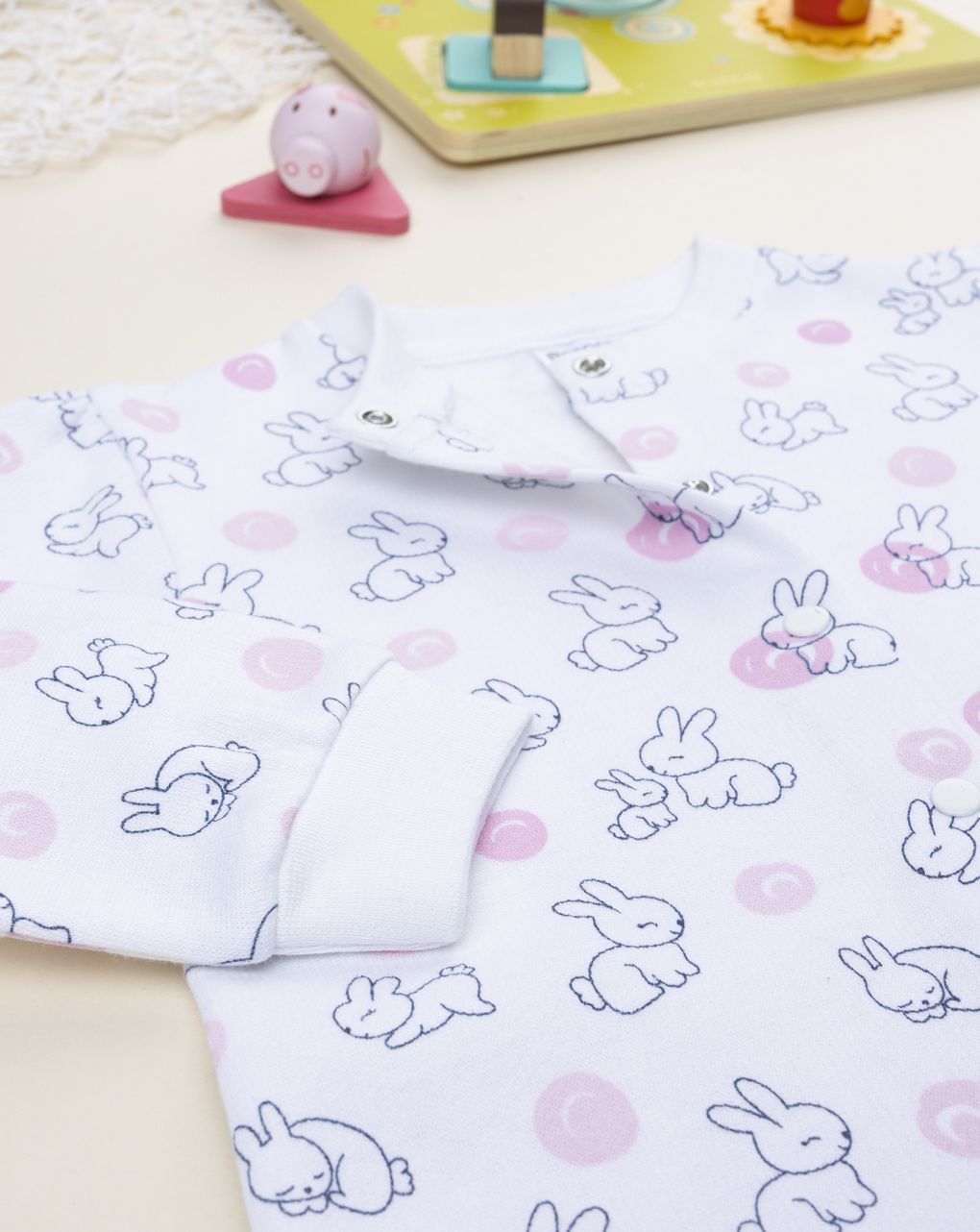 Pigiamone bimba bianco coniglietti