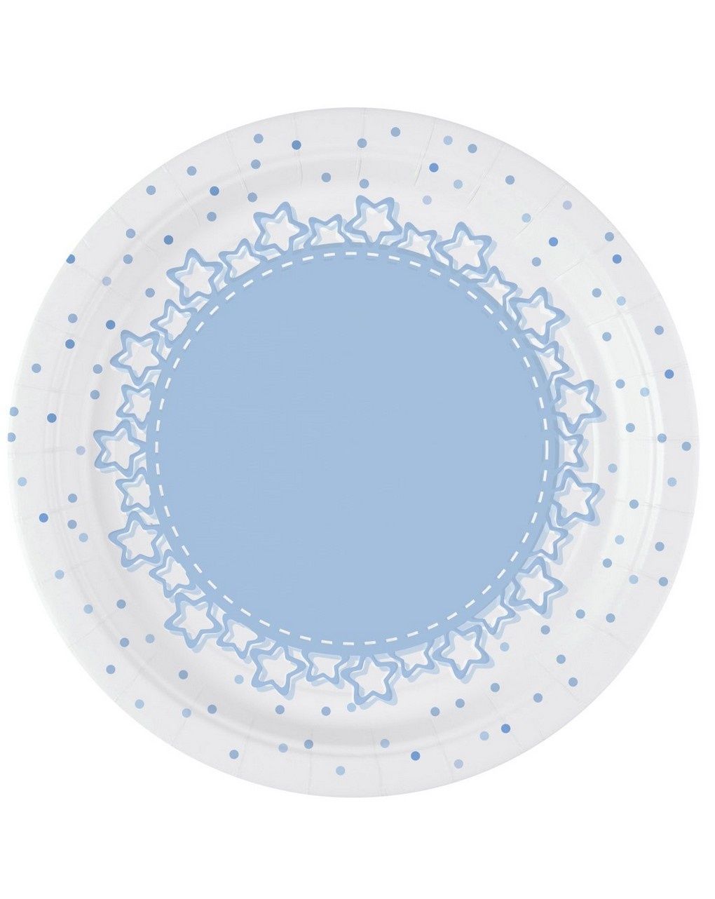 Piatto carta 18 cm - 8 pezzi - baby stelle azzurro