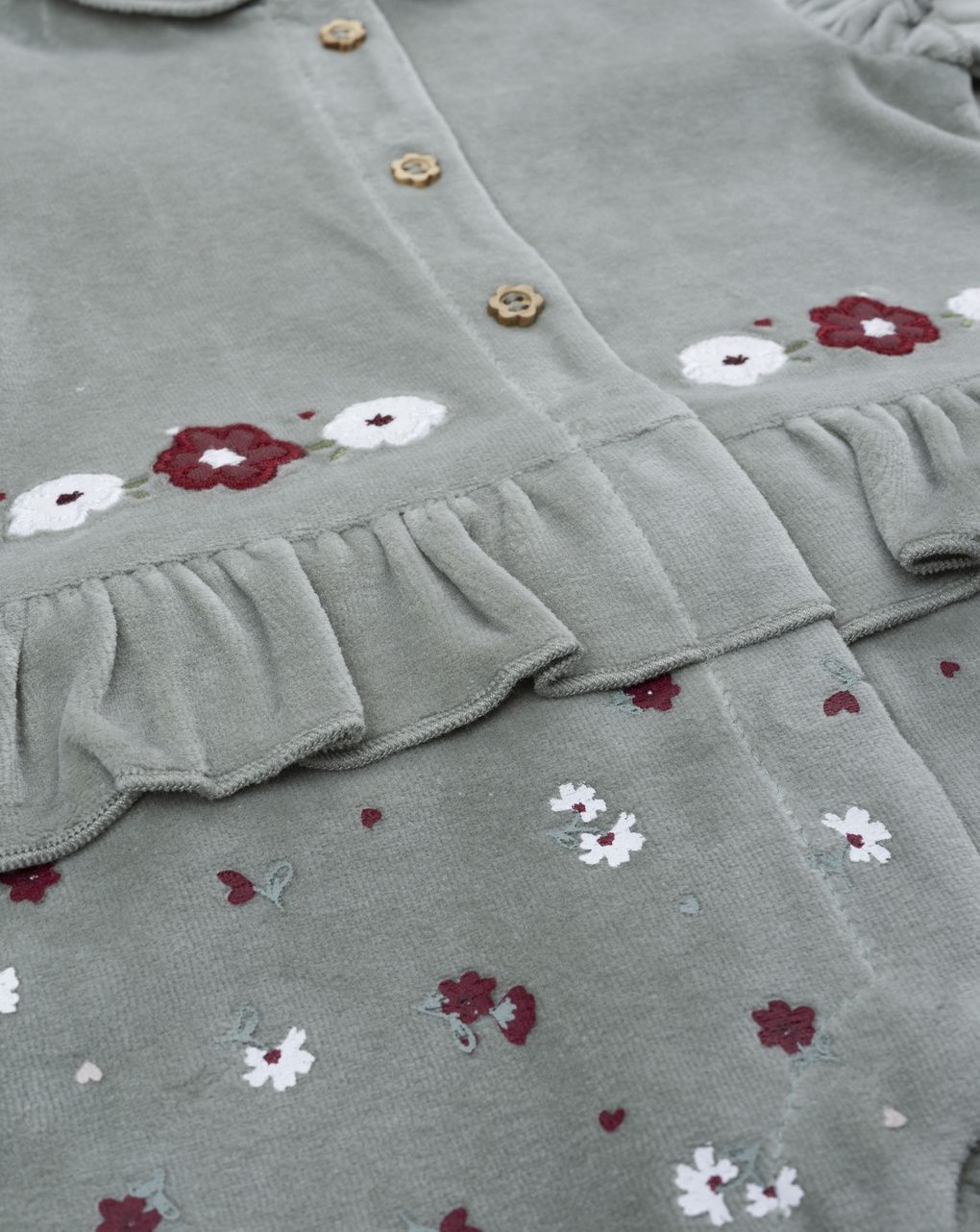 Tutina bimba verde fiori e frill