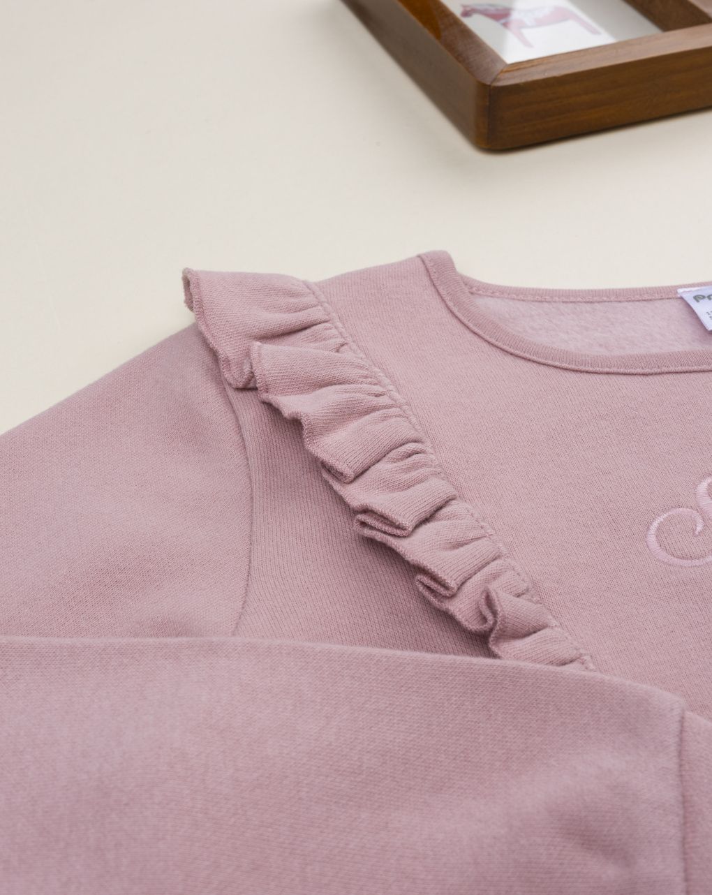 Felpa bambina rosa con frill