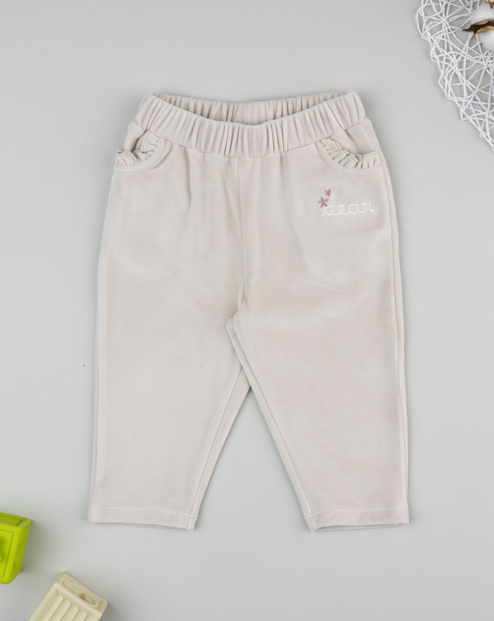 Pantalone in ciniglia bimba beige