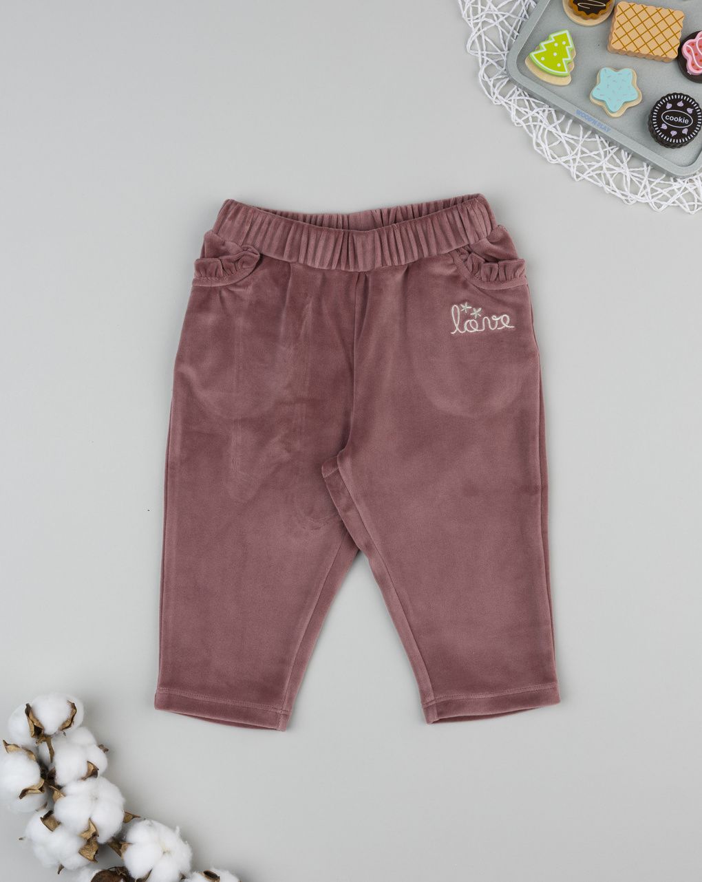Pantalone ciniglia bimba rosa