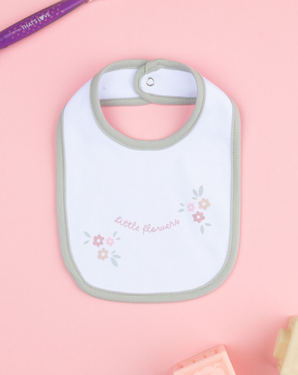 Bavaglino bimba verde fiori