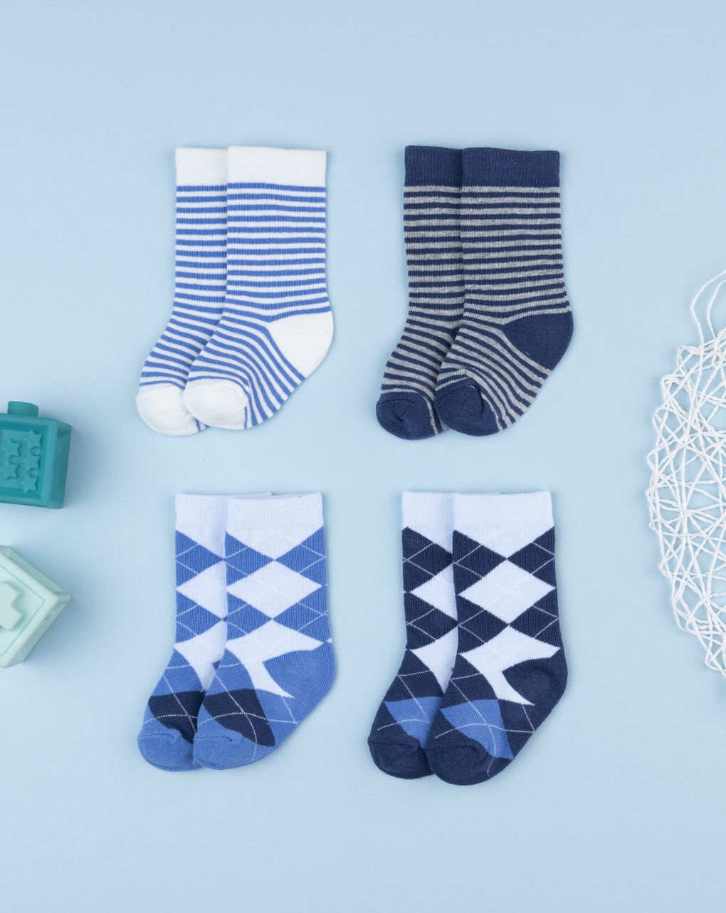 Pack 4 calze bimbo blu fantasia