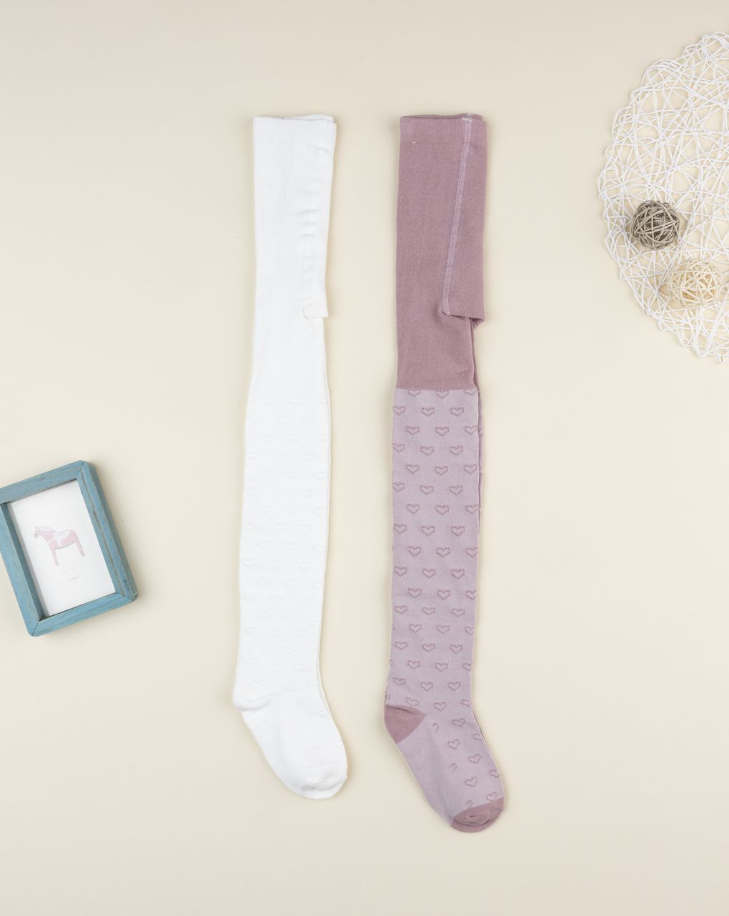 Pack 2 collant bambina bianco/rosa