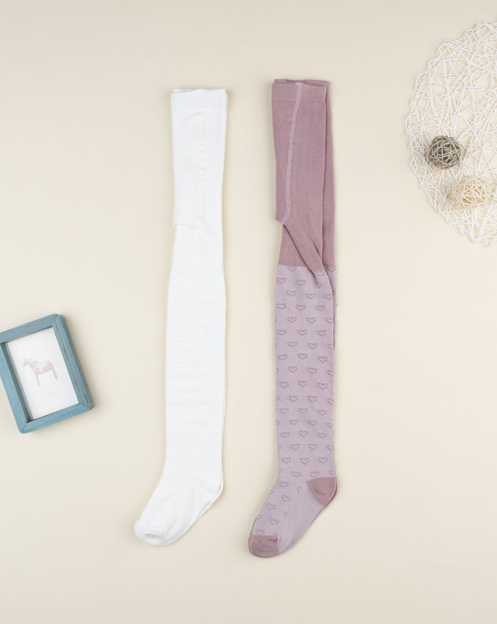 Pack 2 collant bambina bianco/rosa