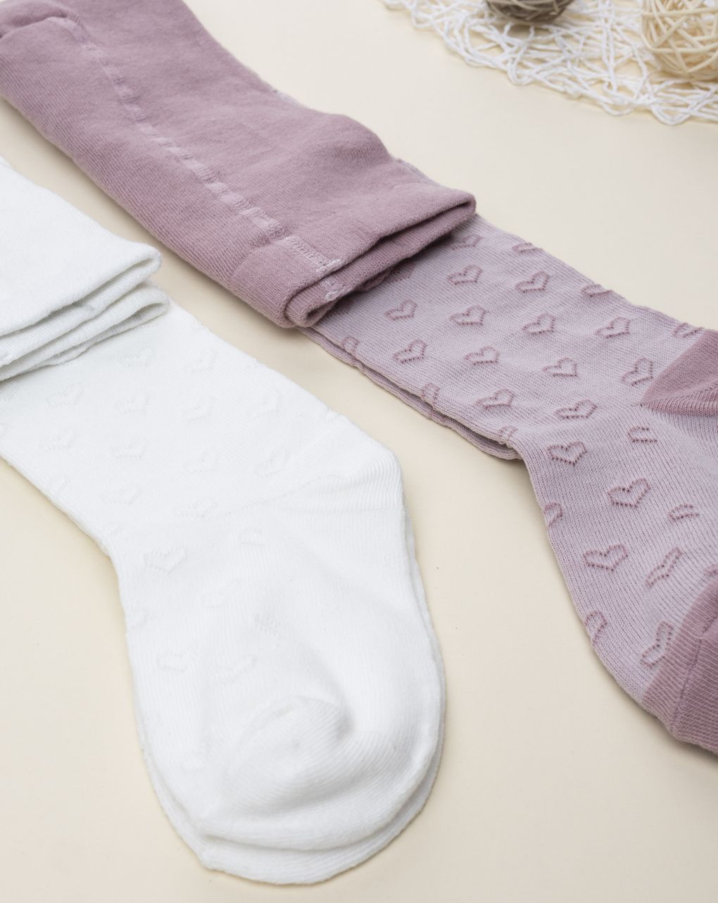 Pack 2 collant bambina bianco/rosa