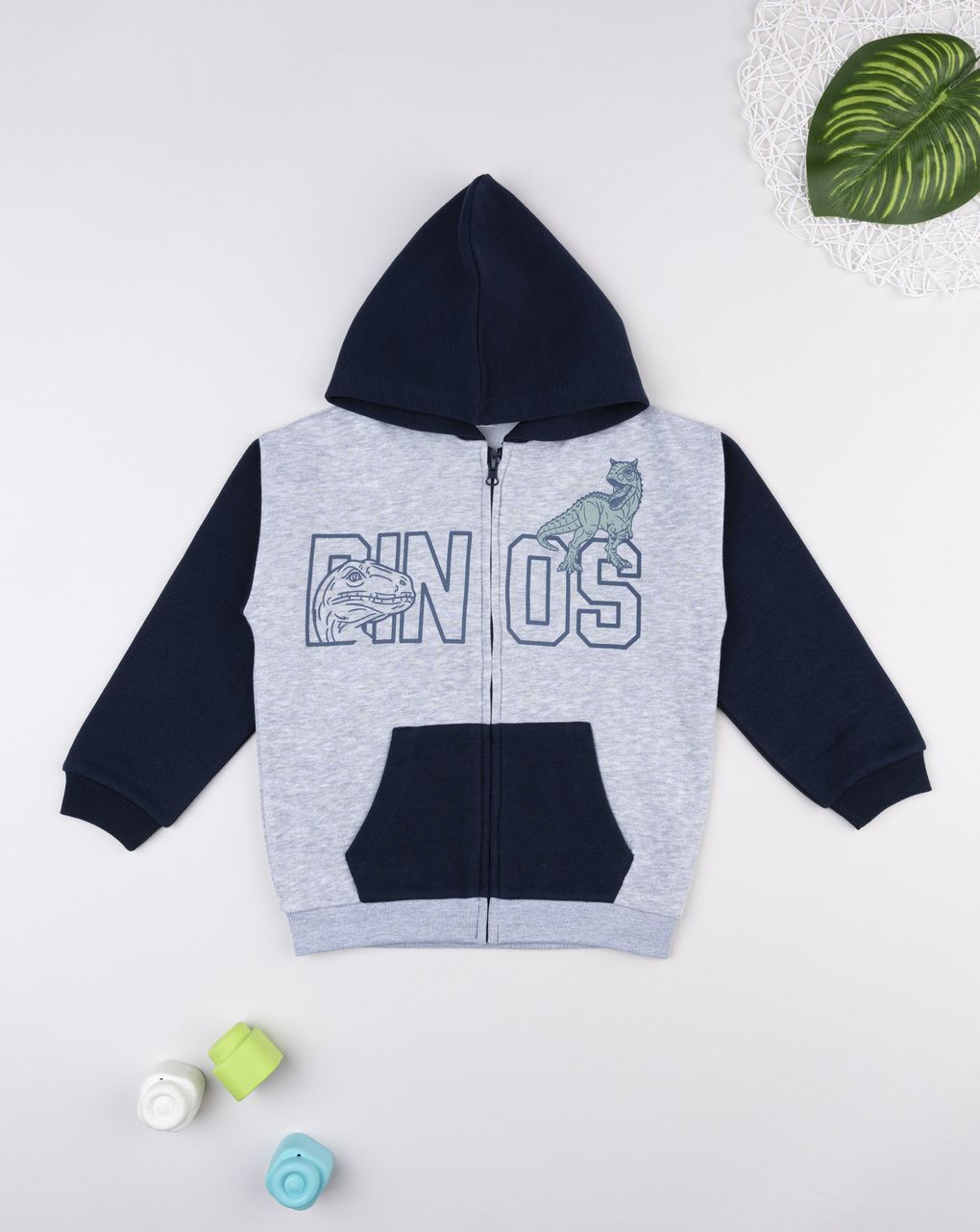 Felpa bimbo grigia/blu "dinos"