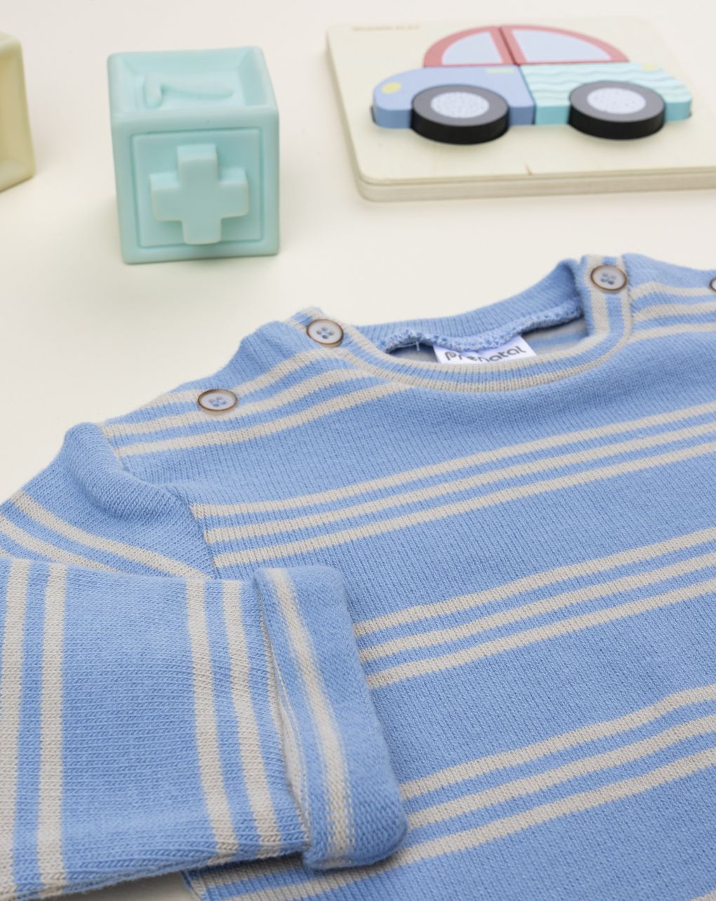 Maglia bimbo rigata azzurro/grigio