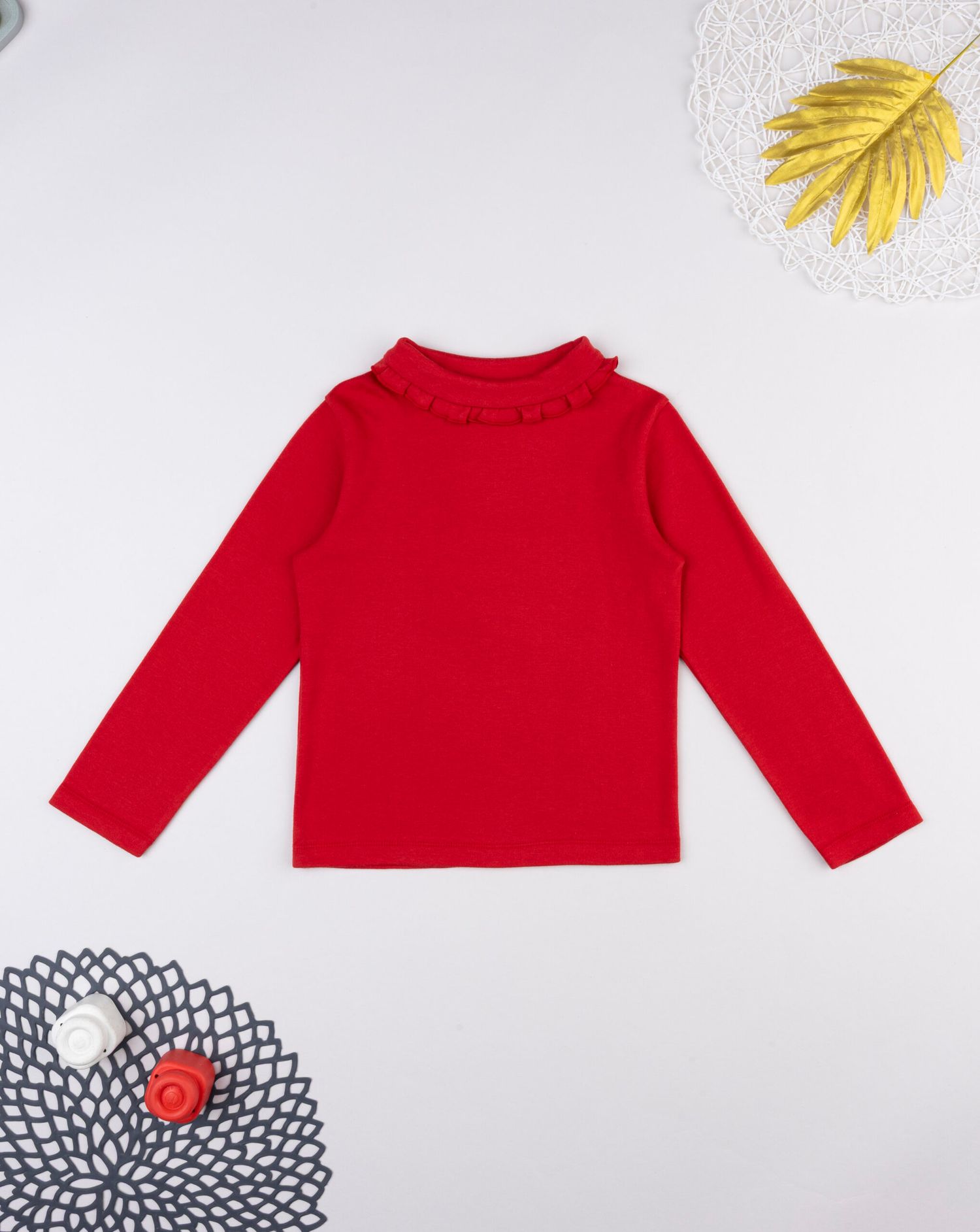 T-shirt bimba rossa con colletto