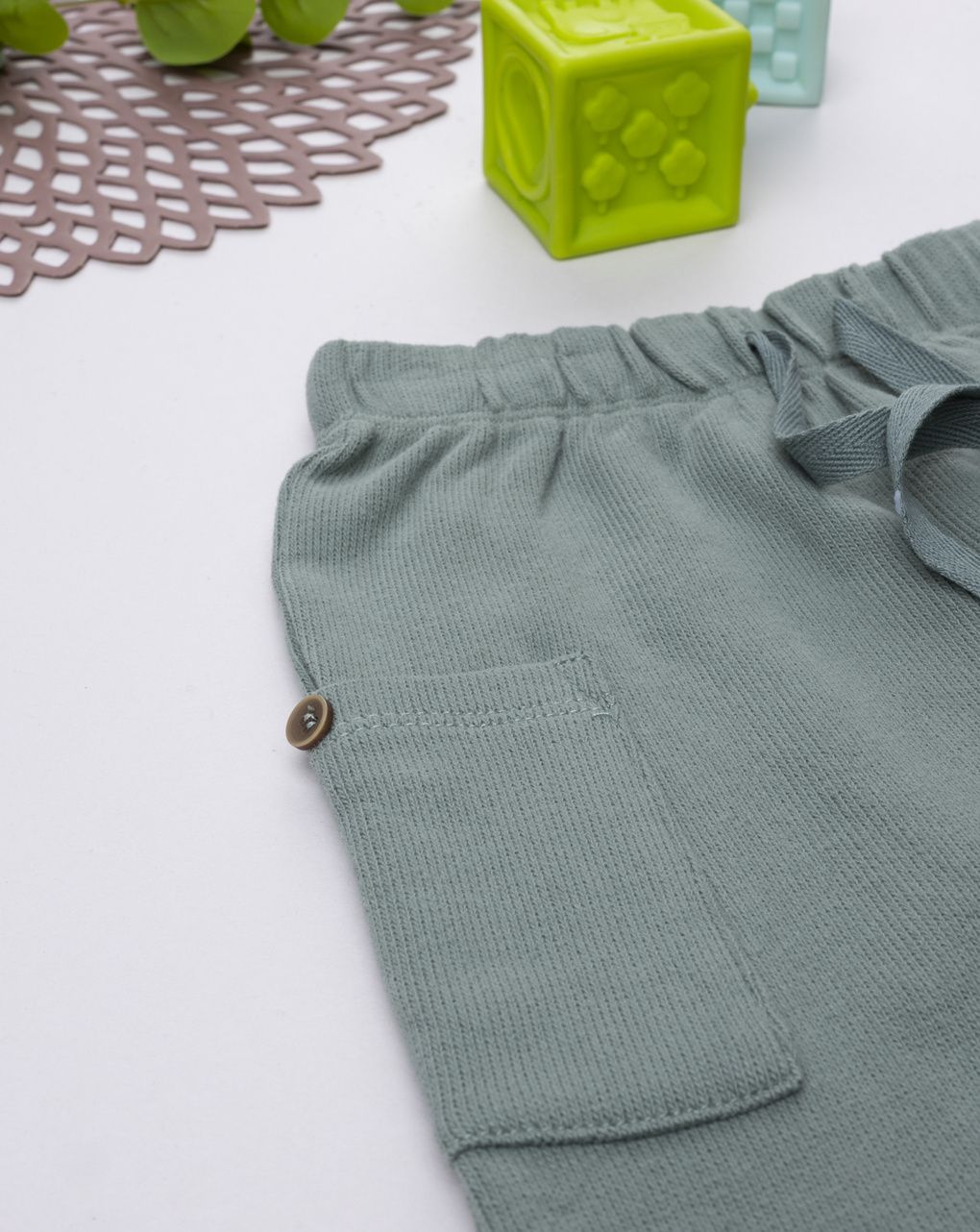 Pantalone bimbo verde con tasche