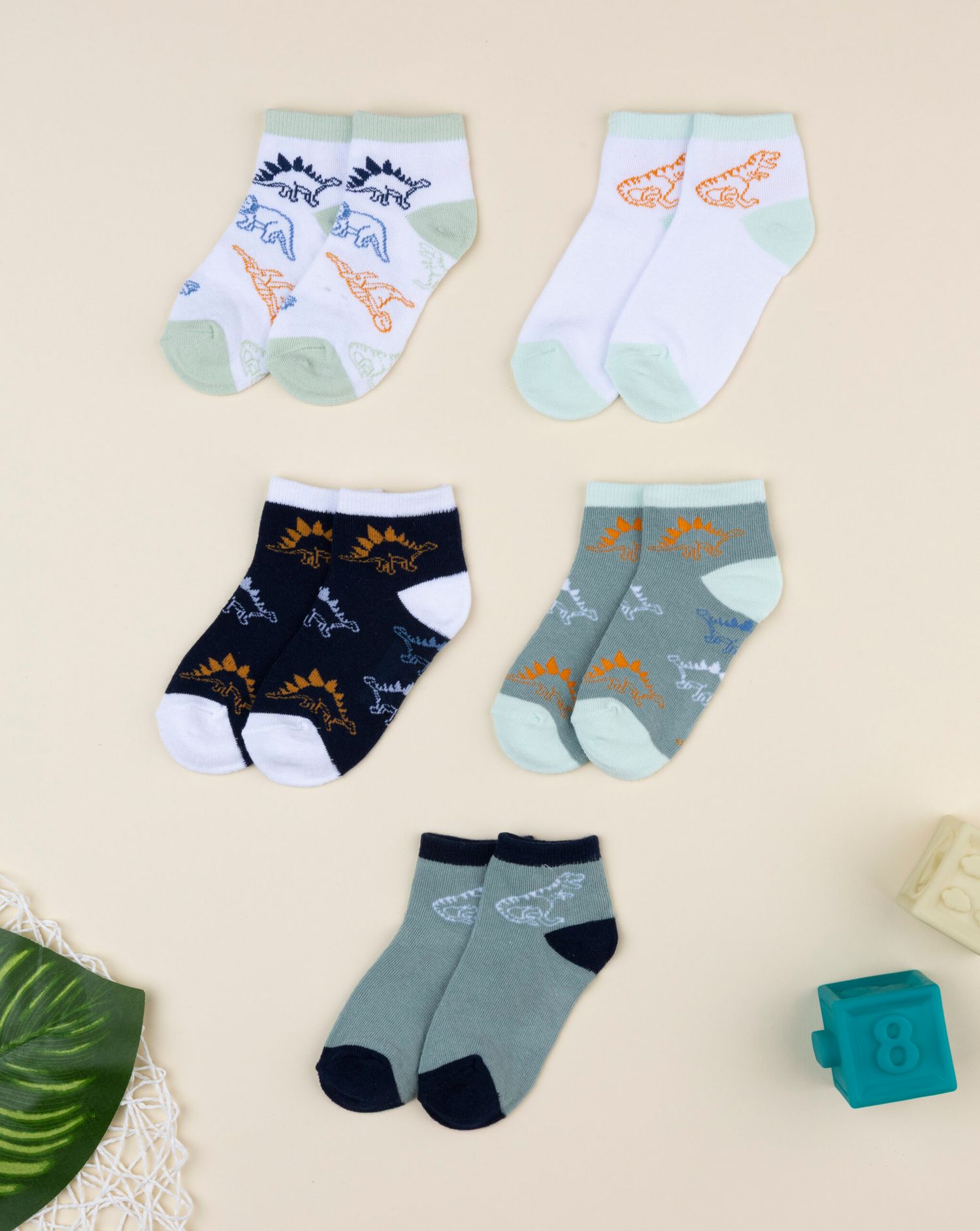 Pack 5 calze corte bimbo dino