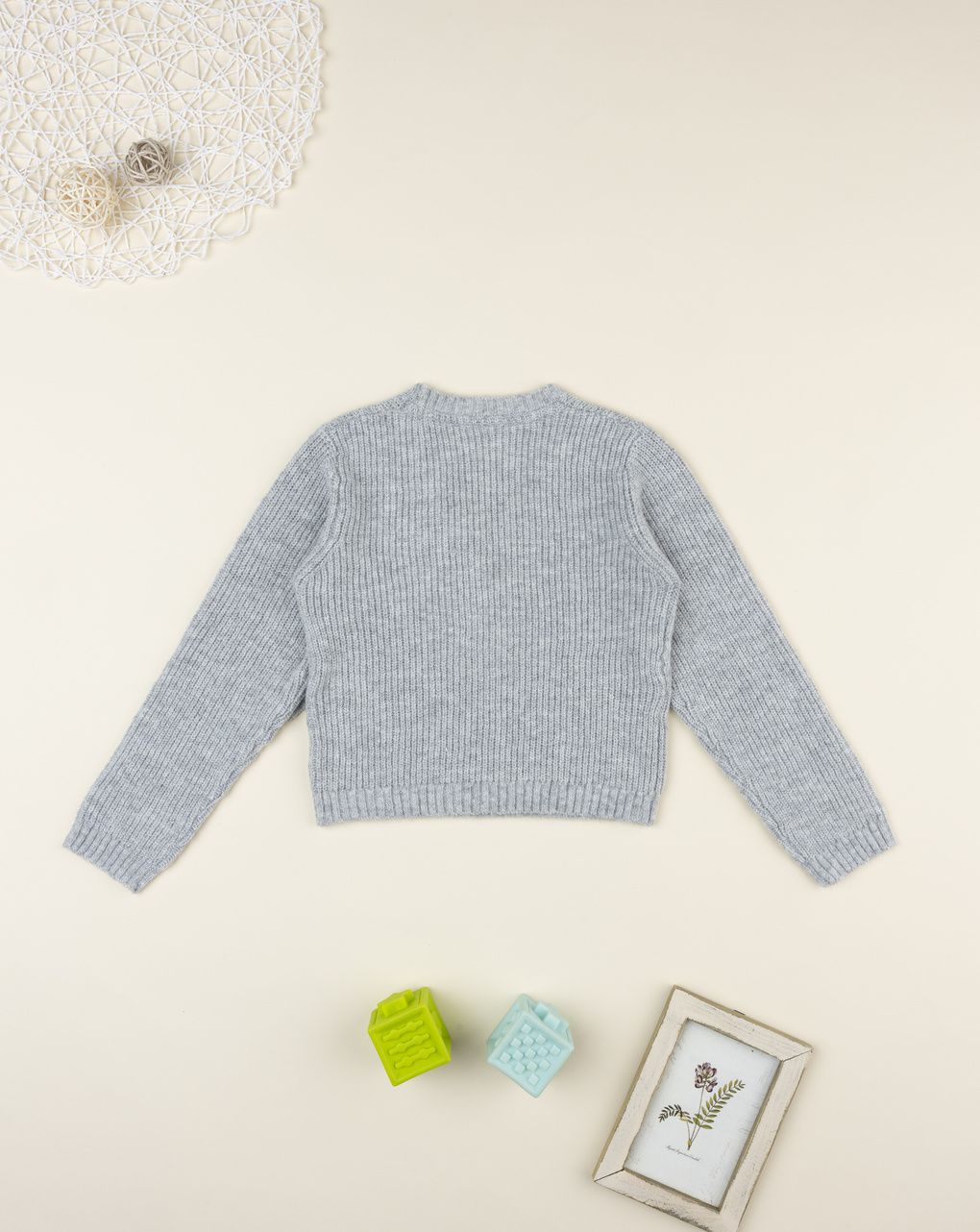 Cardigan bambina grigio con fiocco