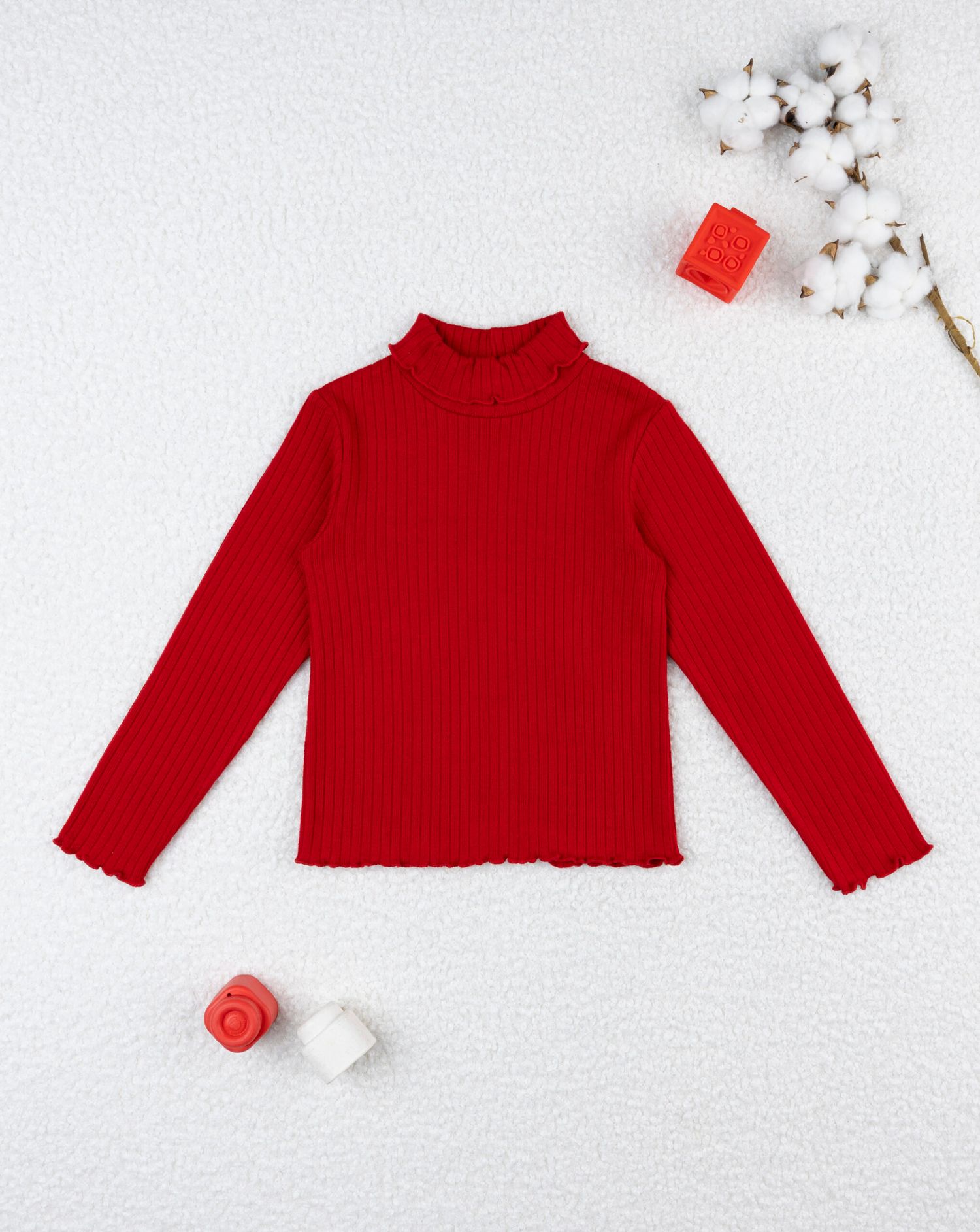 Lupetto costina bimba rosso