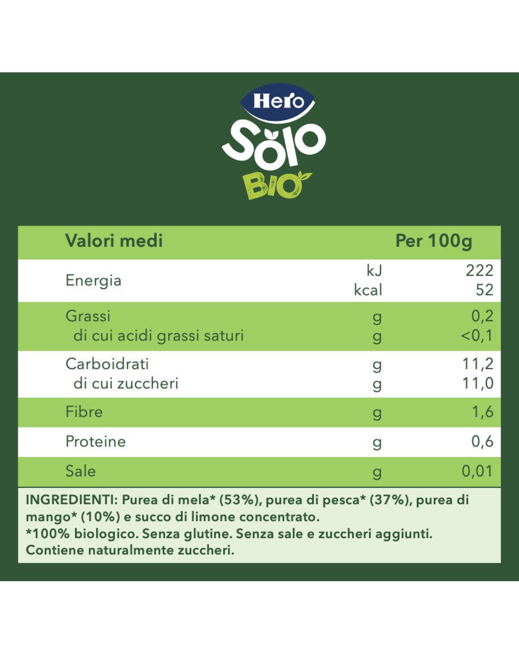 Pouch mela pesca mango 100 gr - hero solo