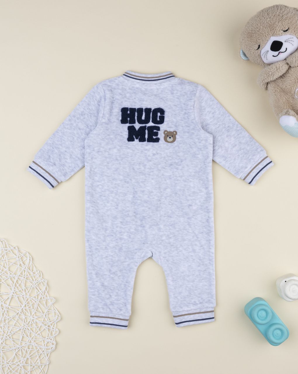 Tutina ciniglia grigia neonato con patch