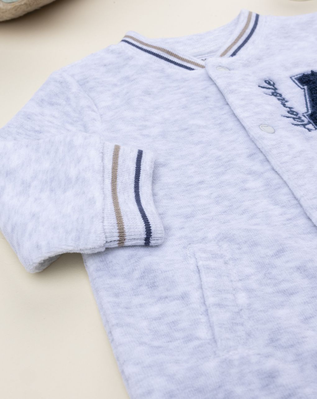 Tutina ciniglia grigia neonato con patch