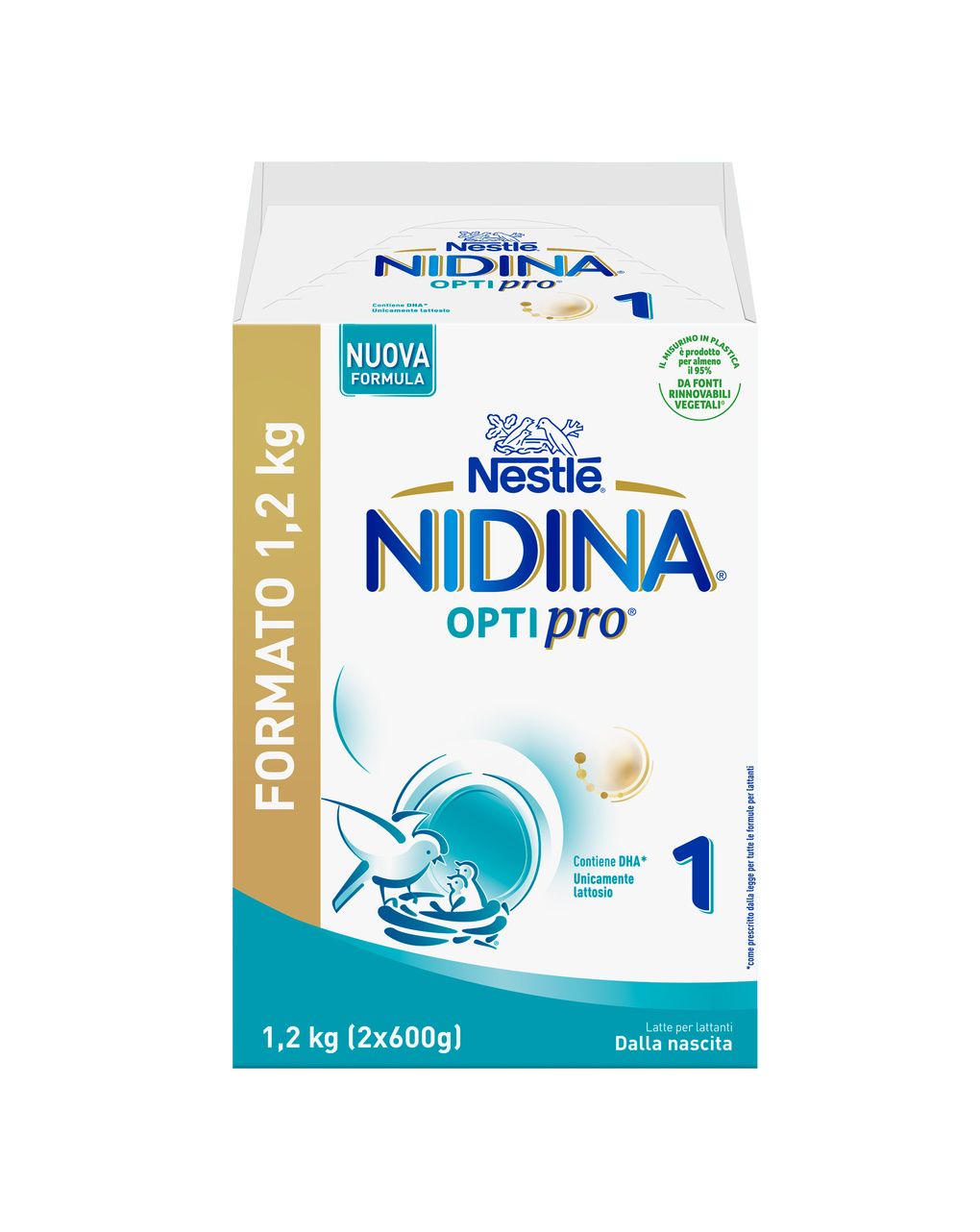 Nidina optipro 1 dalla nascita latte in polvere - 1.2 kg (2x600g) -nestlé