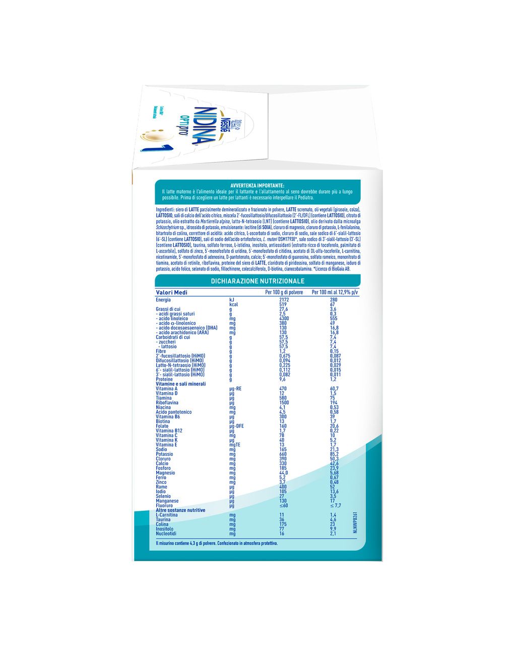 Nidina optipro 1 dalla nascita latte in polvere - 1.2 kg (2x600g) -nestlé