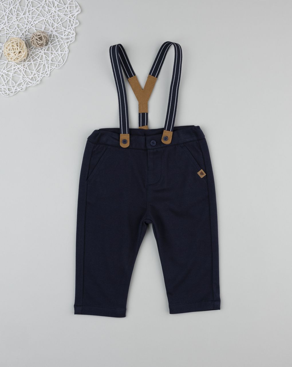 Pantalone con bretelle bimbo blu