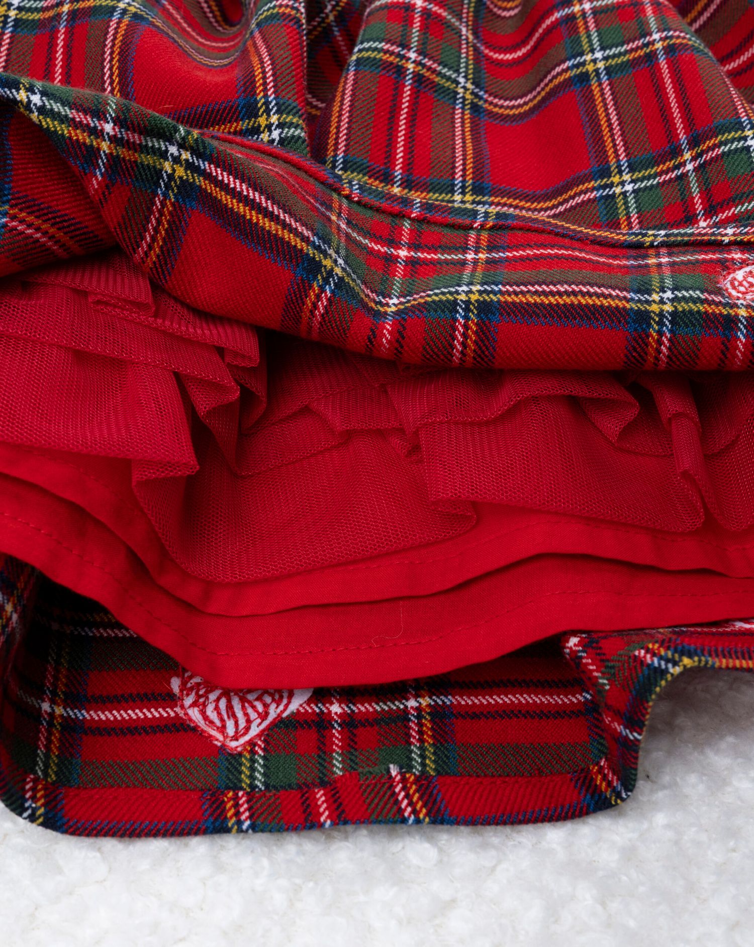 Gonna tartan bimba fiocco e paillettes