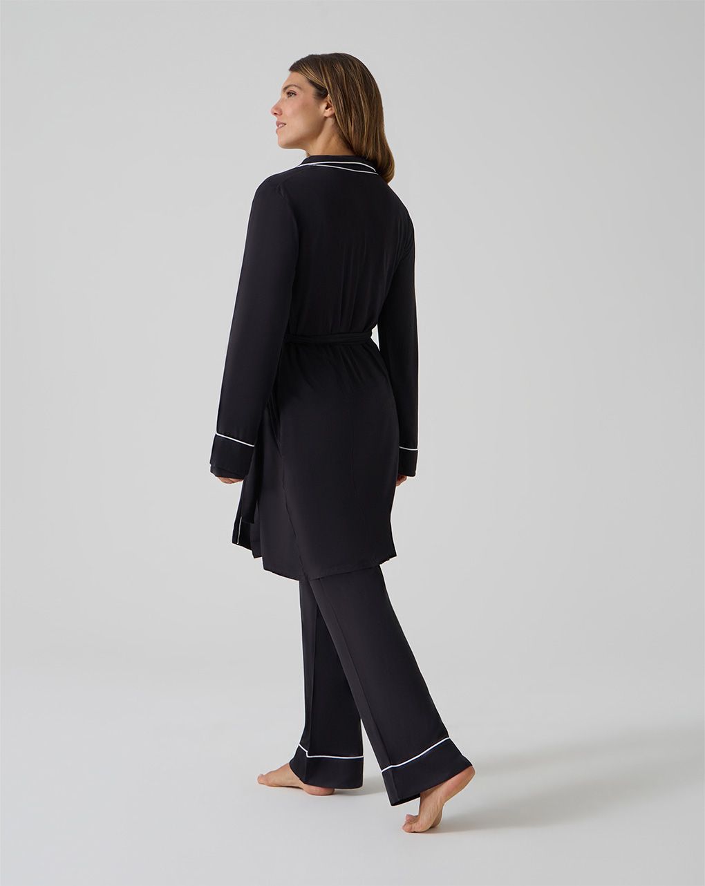 Vestaglia premaman nera bordi bianchi