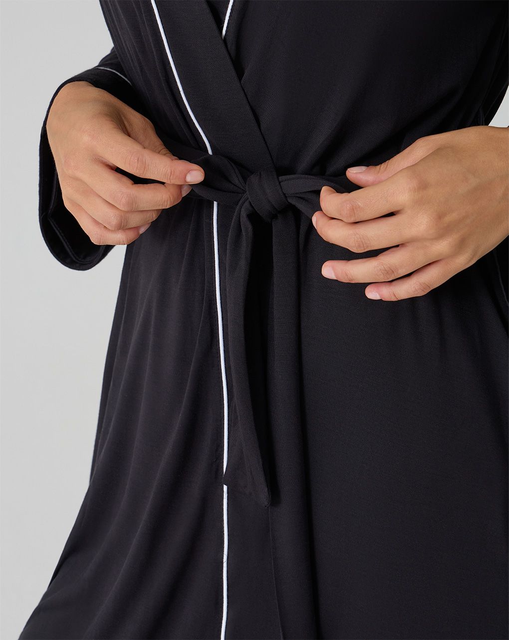 Vestaglia premaman nera bordi bianchi