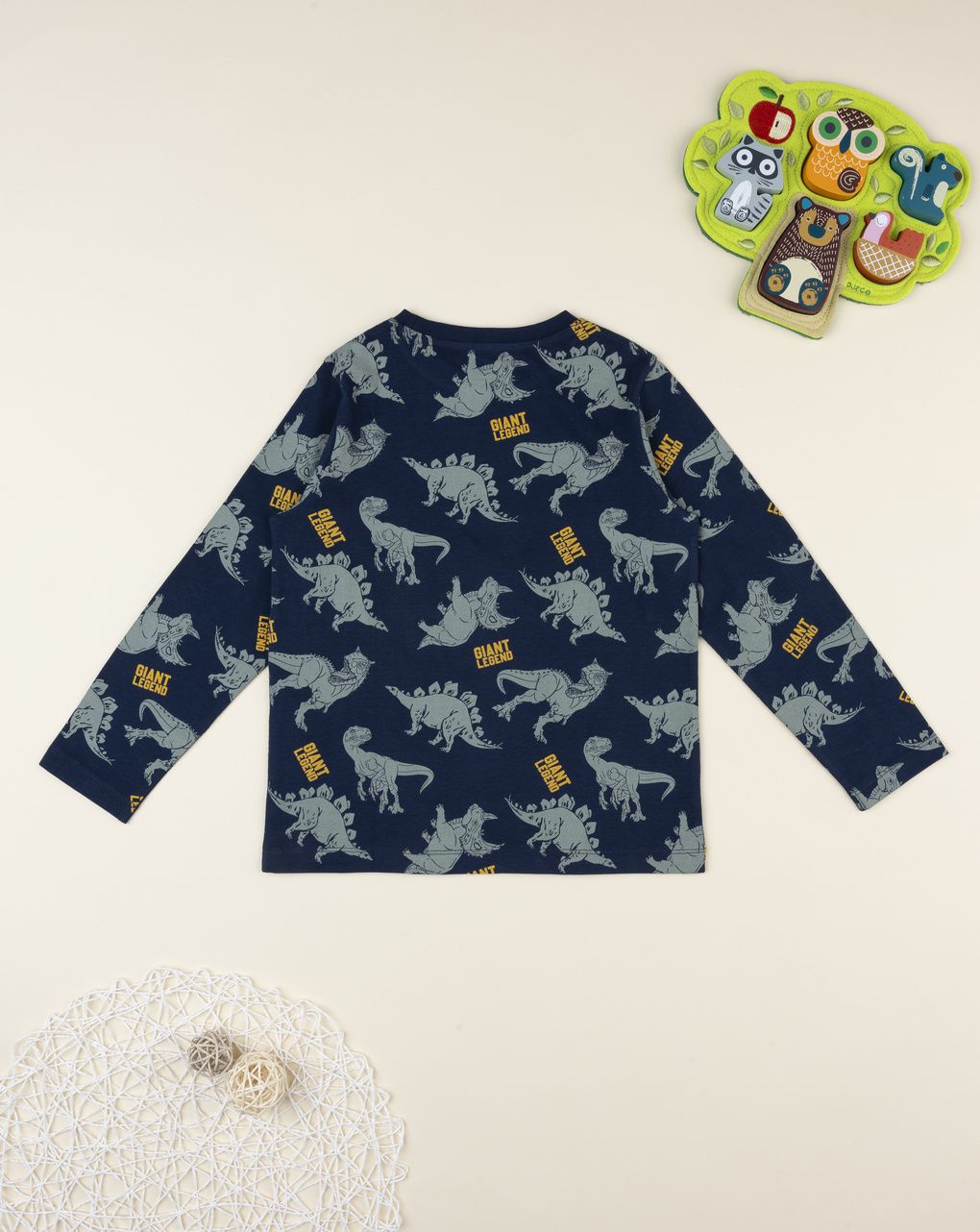 T-shirt bambino blu dino allover
